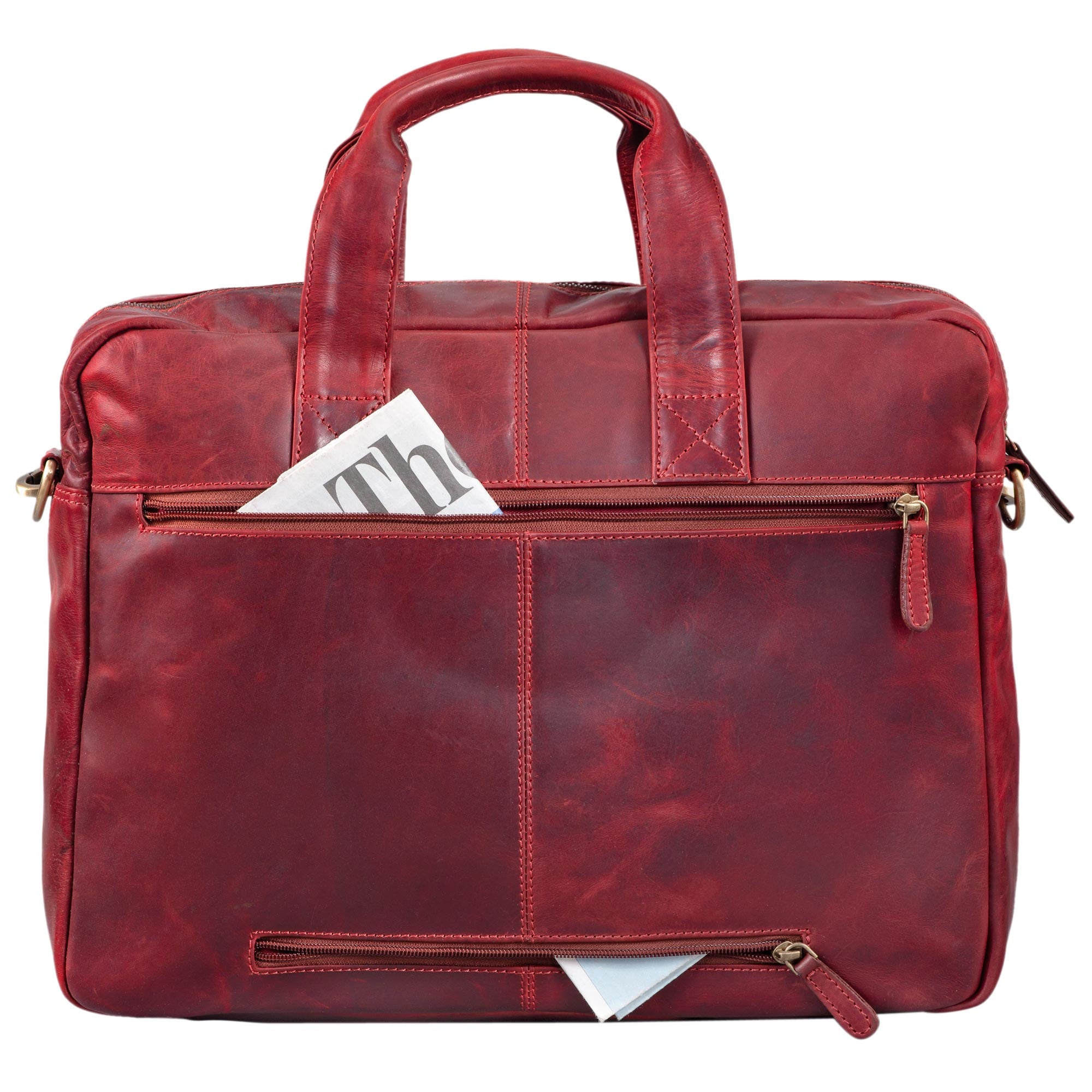 Rote Aktentasche Vintage Ledertasche