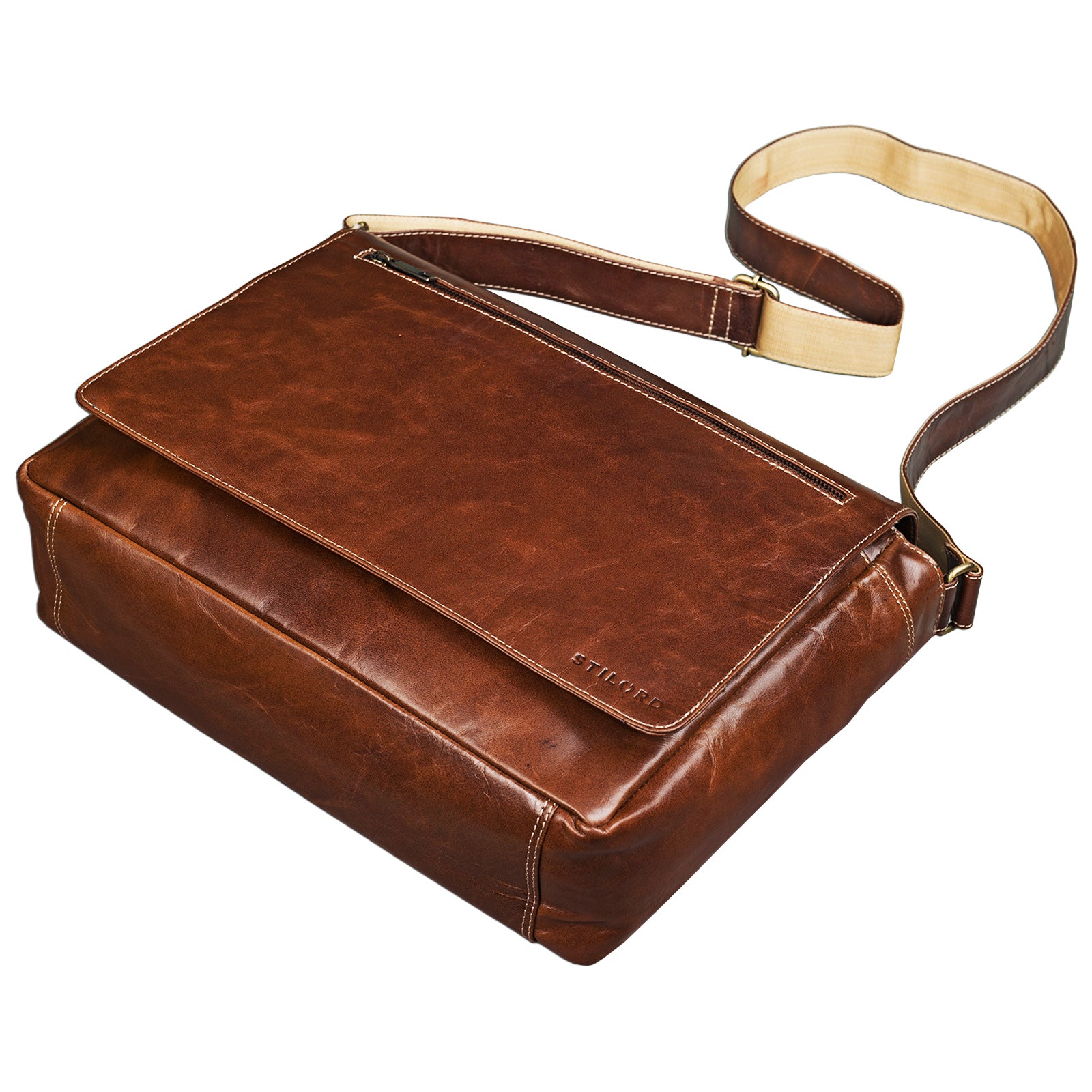 Schultertasche Leder braun