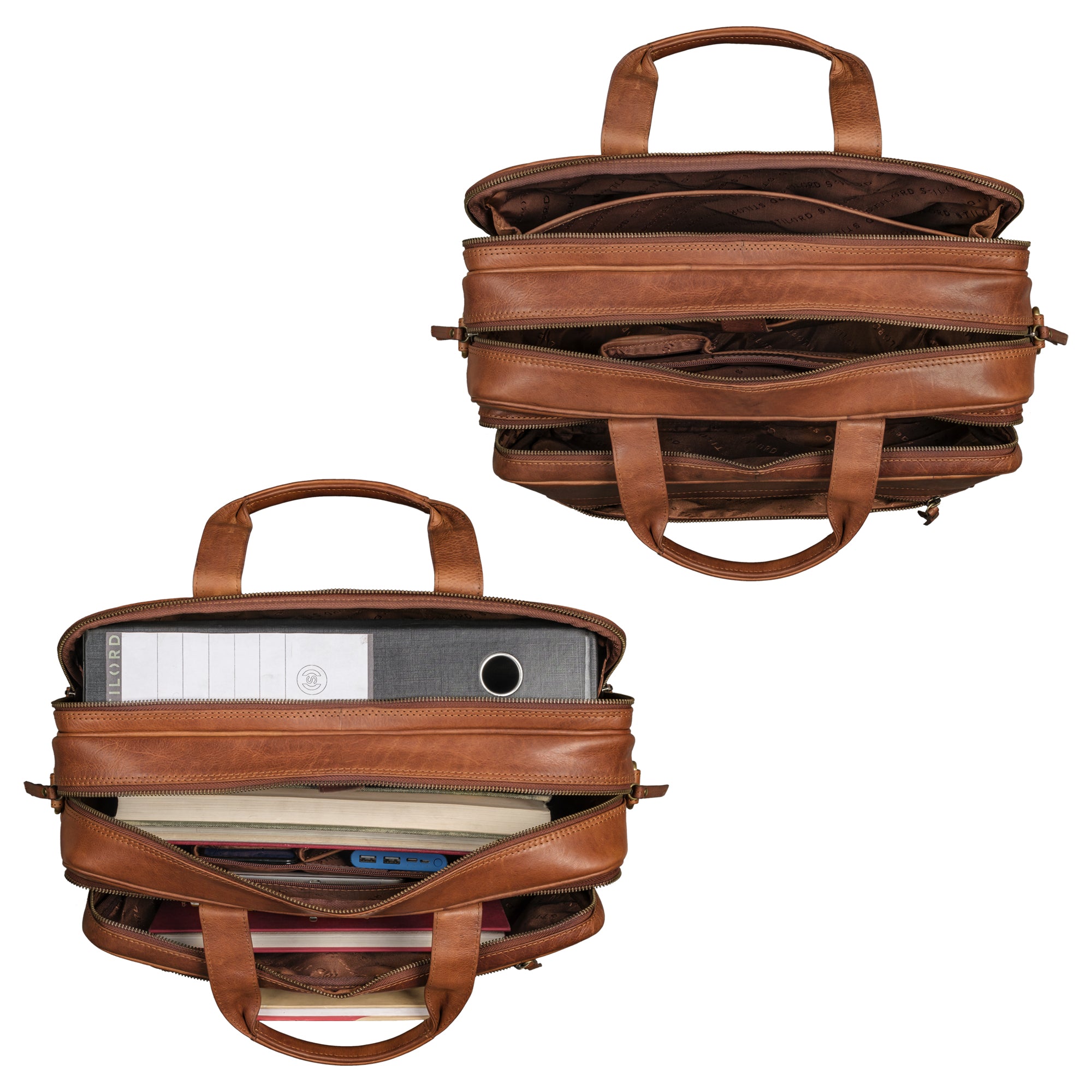 Damen Aktentasche Leder cognac