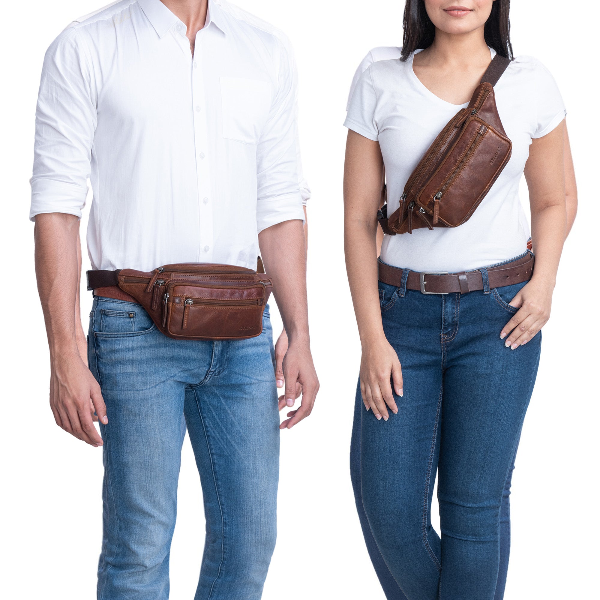 Lederbauchtasche Braun