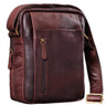 "Irving" Bolsa Vintage de Cuero Marrón Pequeña para Hombro 10.1"