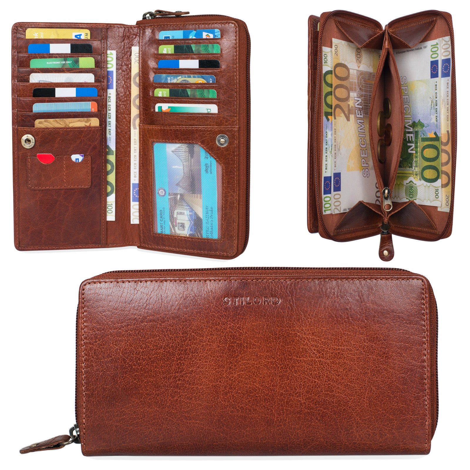 Brieftasche Damen lang Leder