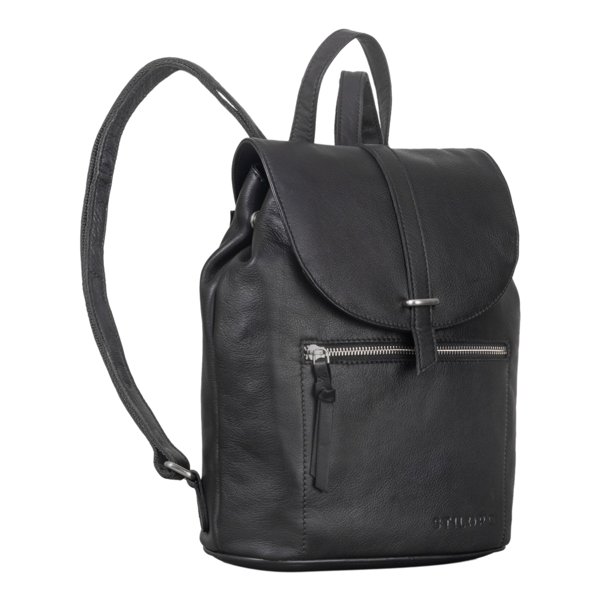 Kleiner Damenrucksack Leder schwarz