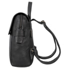Daypack Leder in schwarz mit Reißverschlussfächern und Umschlag
