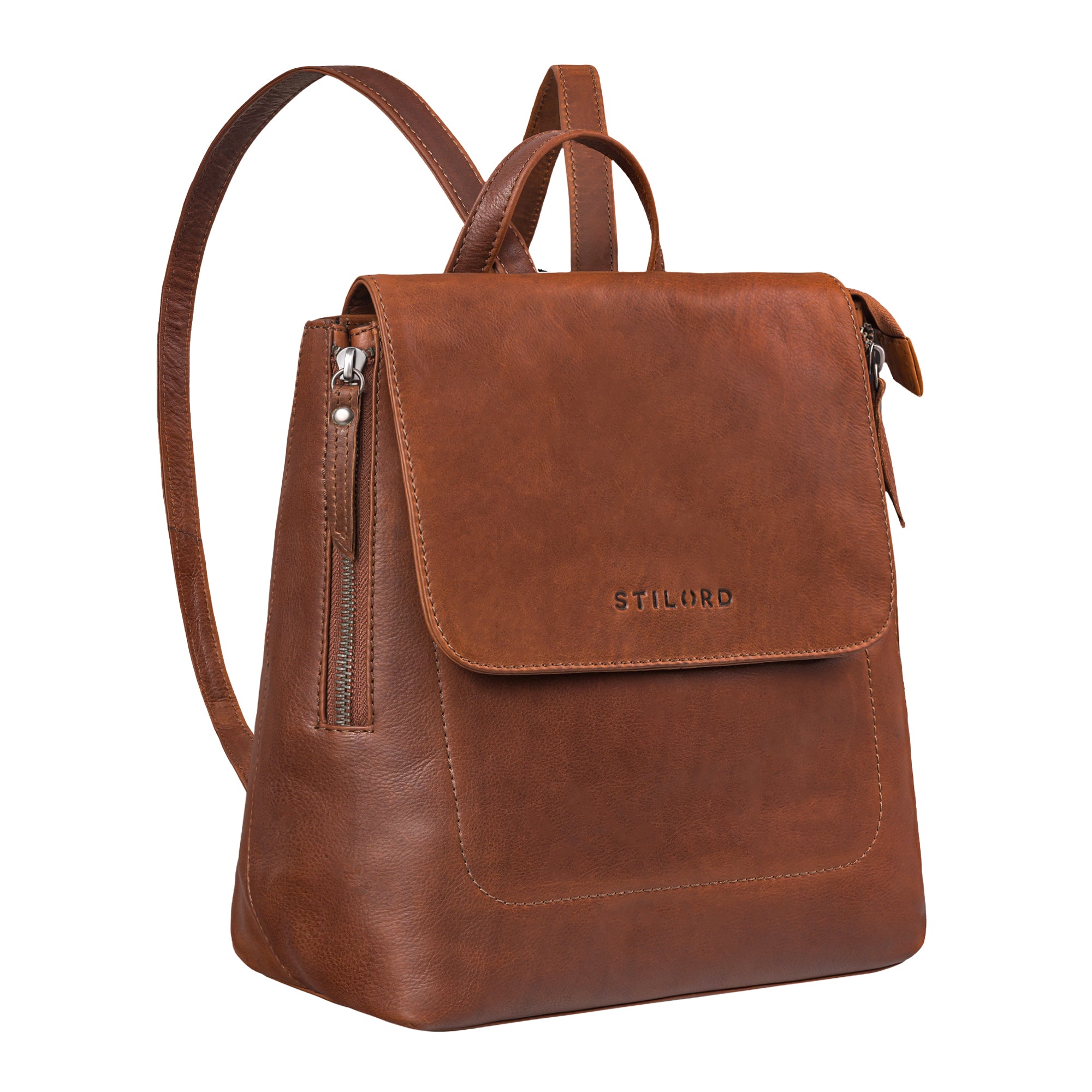 Lederrucksack Klein cognac für Damen