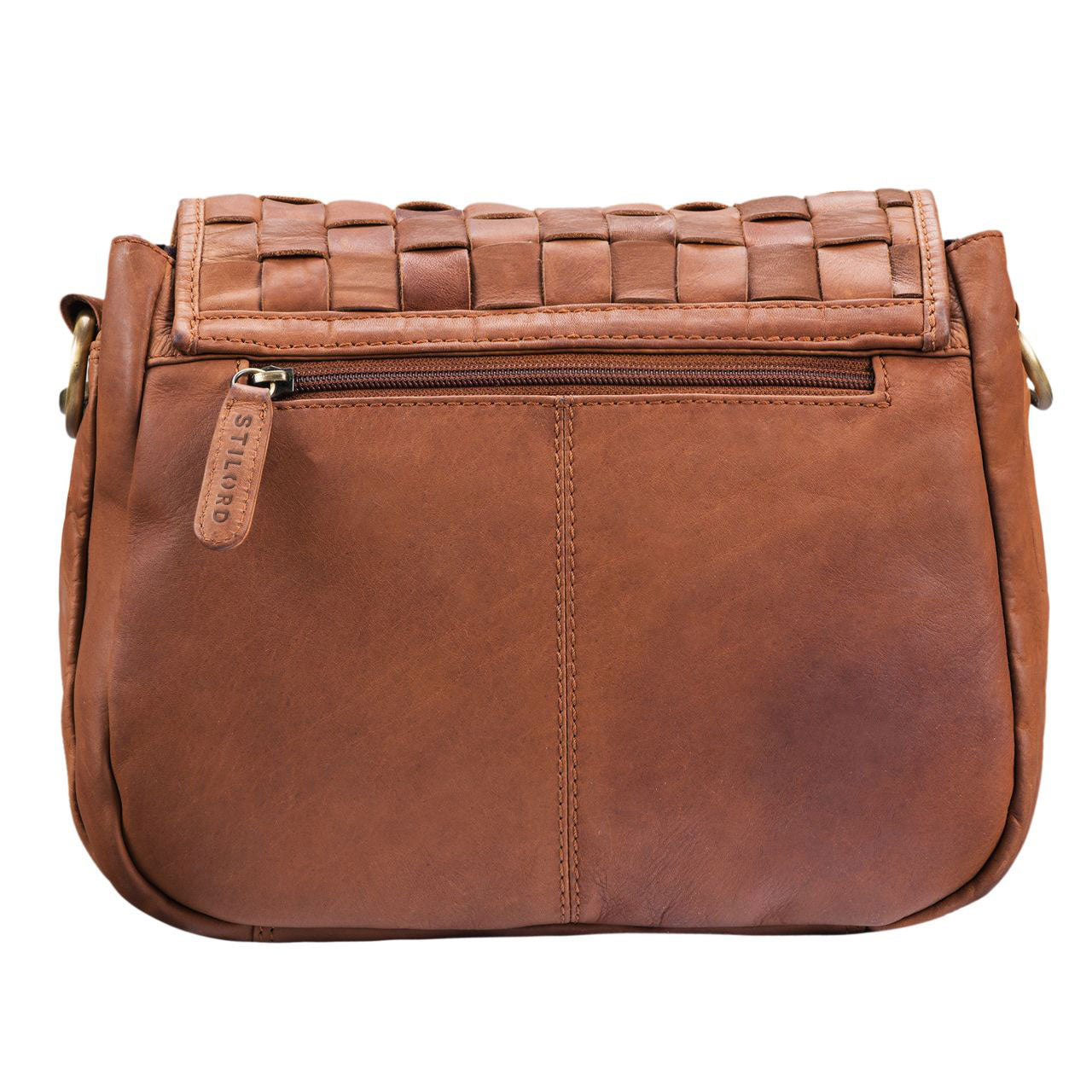 Vintage Schultertasche Leder klein geflochten
