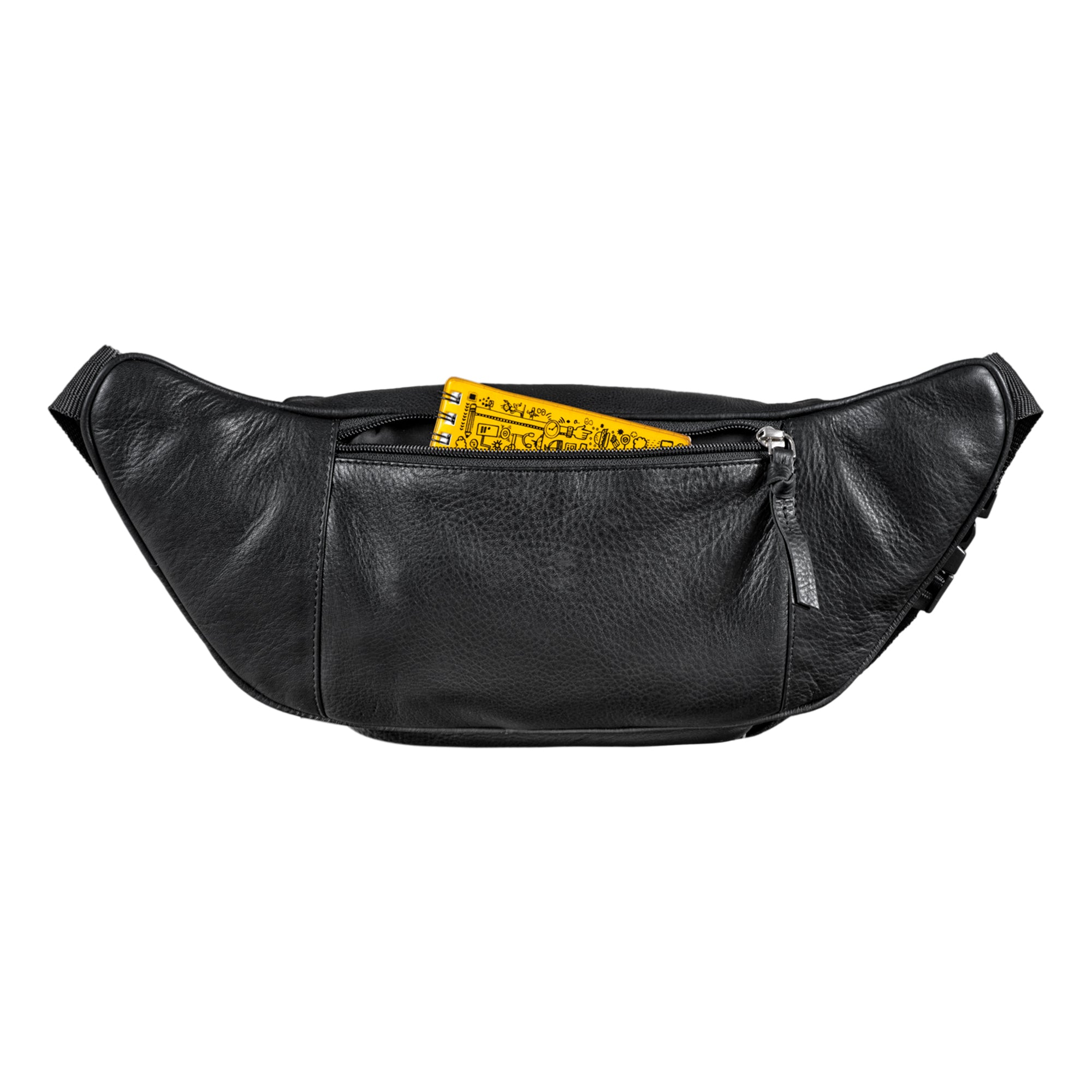 Gürteltasche Leder schwarz gross