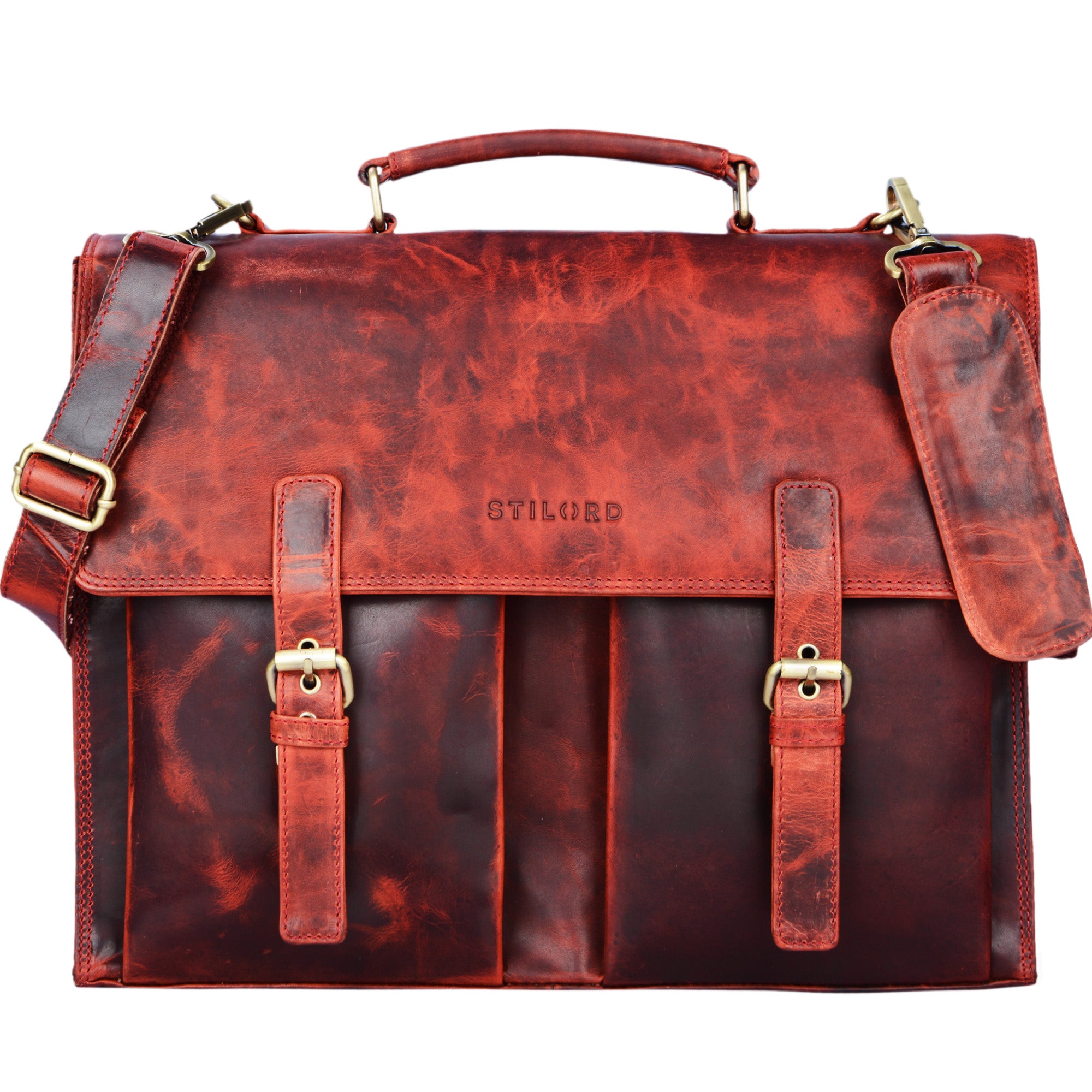 Große Leder Aktentasche rot Vintage Design