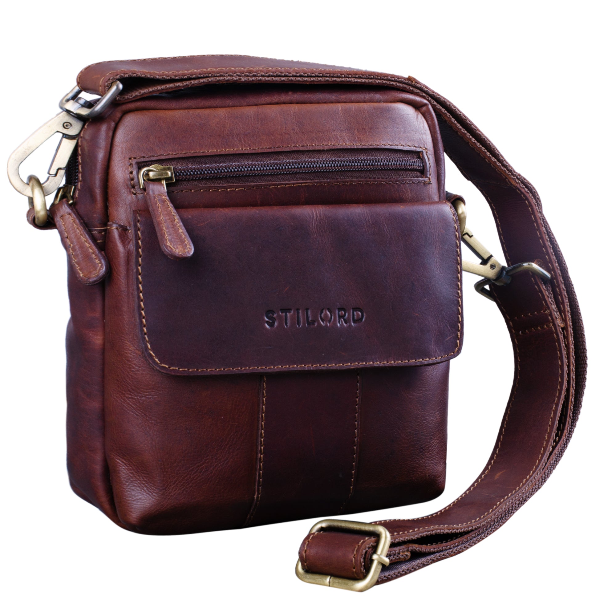 Kleine Männertasche Leder Vintage braun