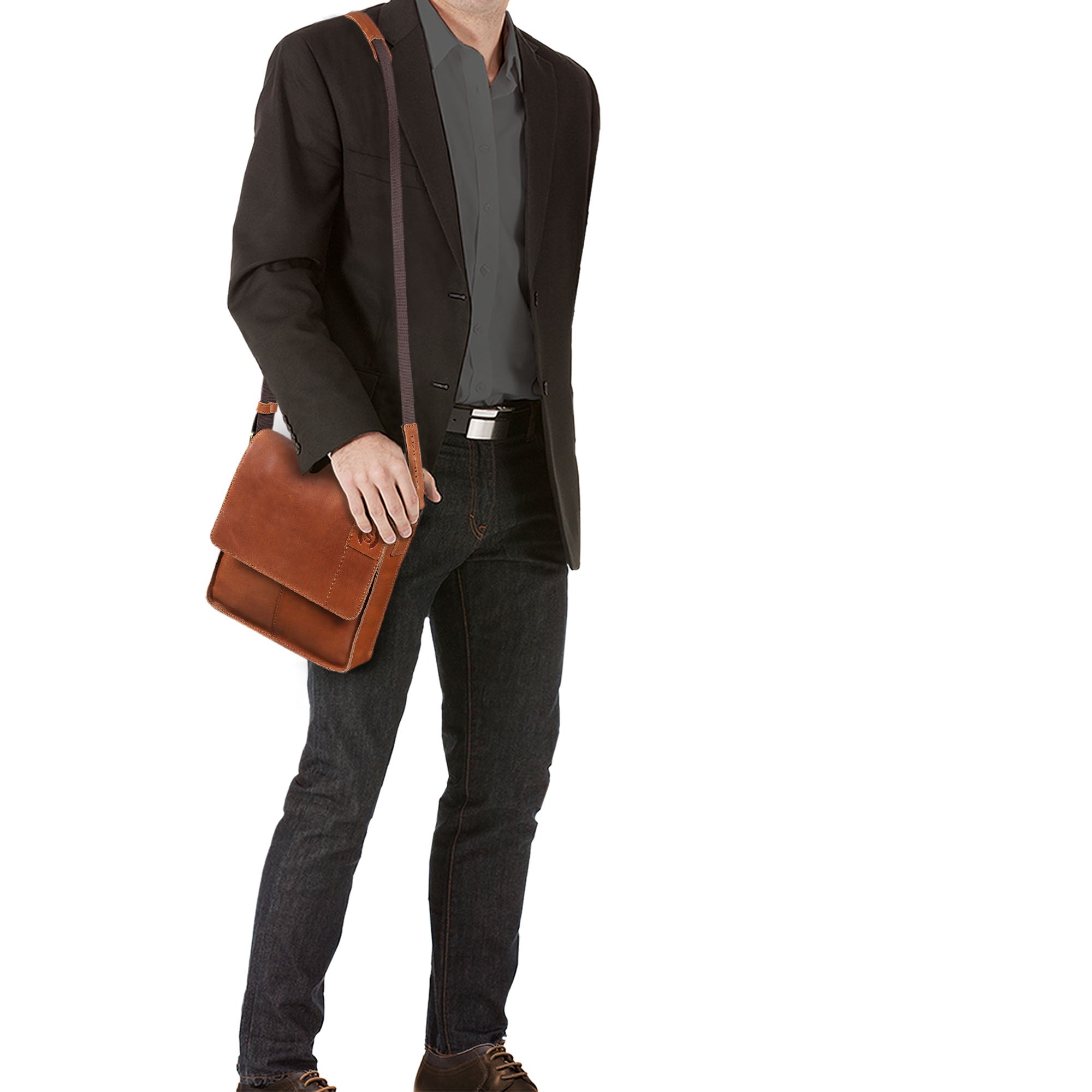 Vintage Leder Messenger Bag Herren klein