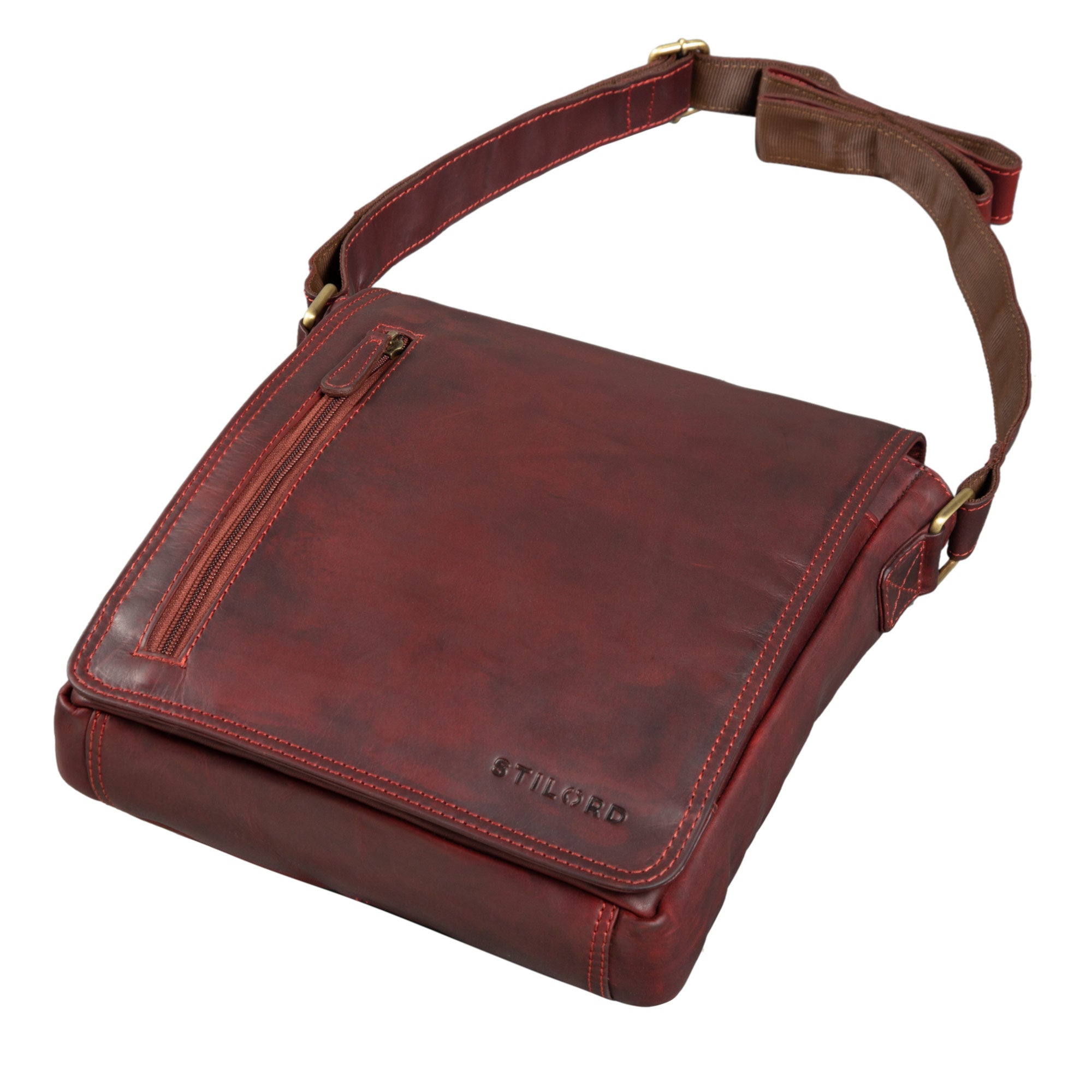 Schultertasche Echtleder rot
