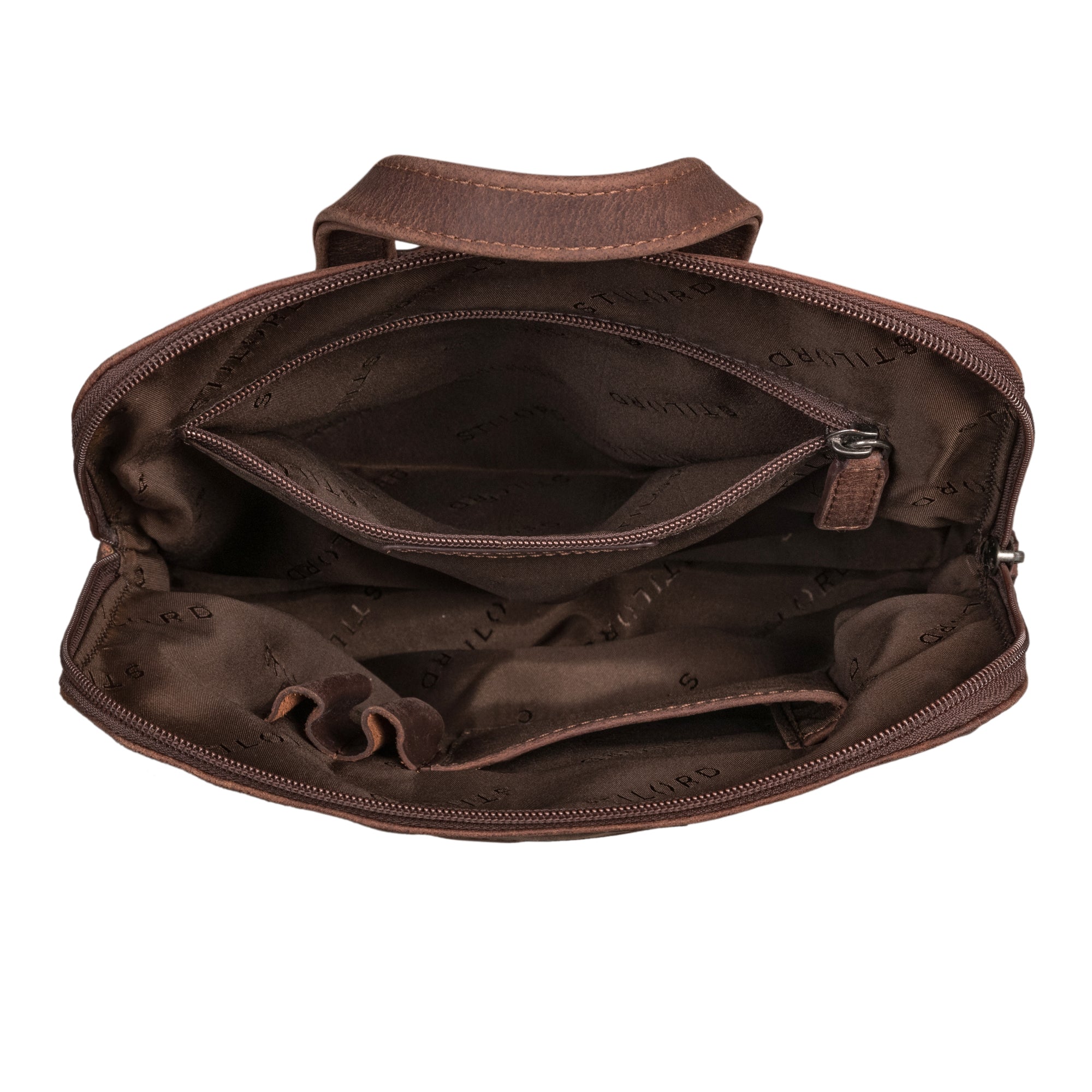 Dunkelbrauner Retro Cityrucksack Damen Echtleder mittel