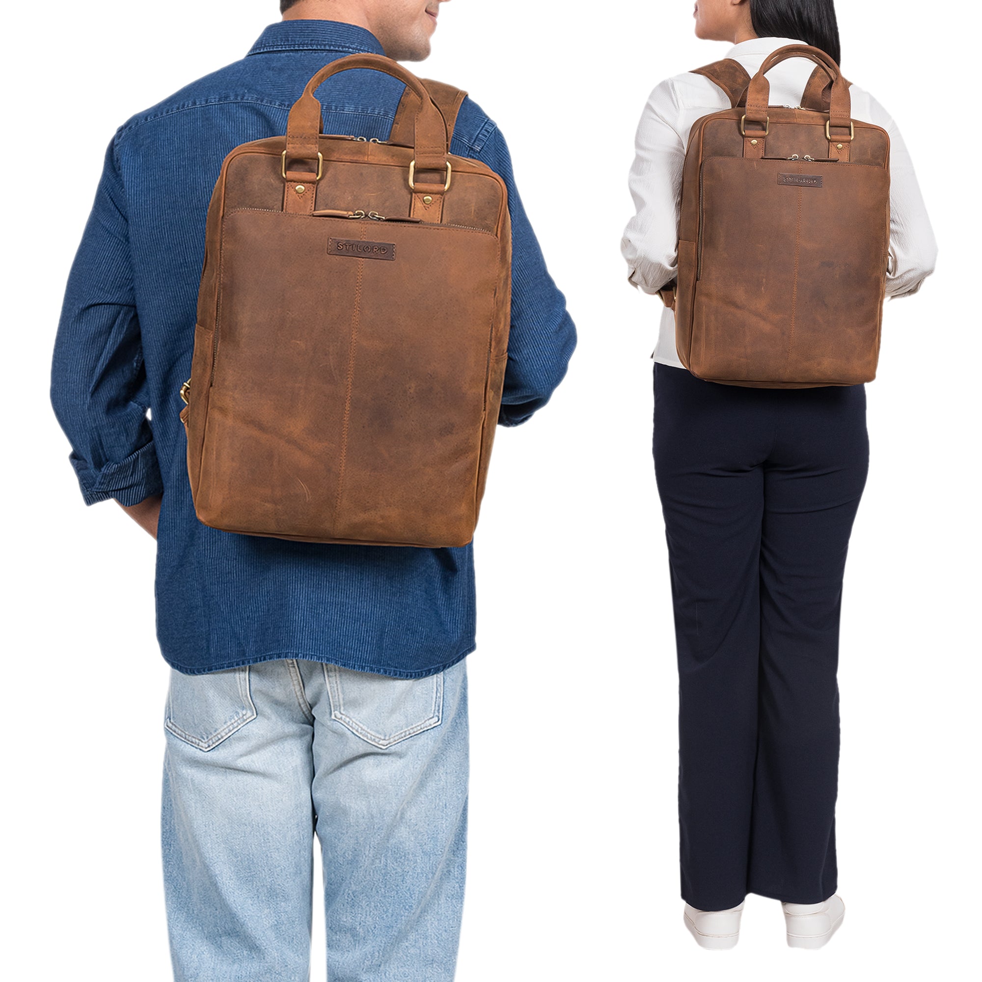 Laptoprucksack Leder braun ideal für Herren und Damen