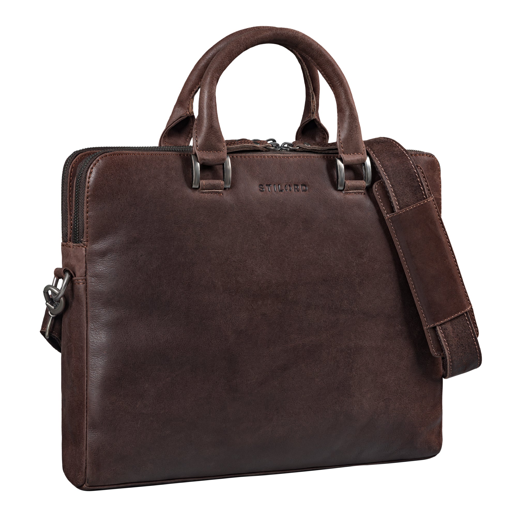 Damen Laptoptasche Leder dunkelbraun