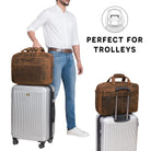 Aktentasche mit Trolleyhalterung aus Leder braun