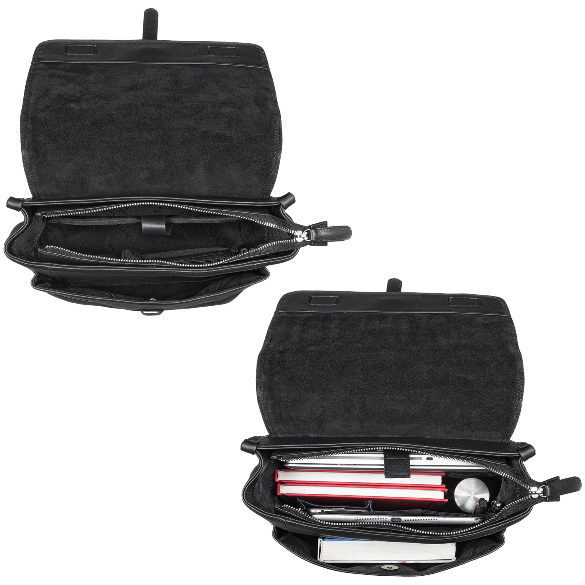 Rucksackhandtasche Leder schwarz