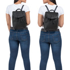  Damen Rucksack elegant Leder schwarz