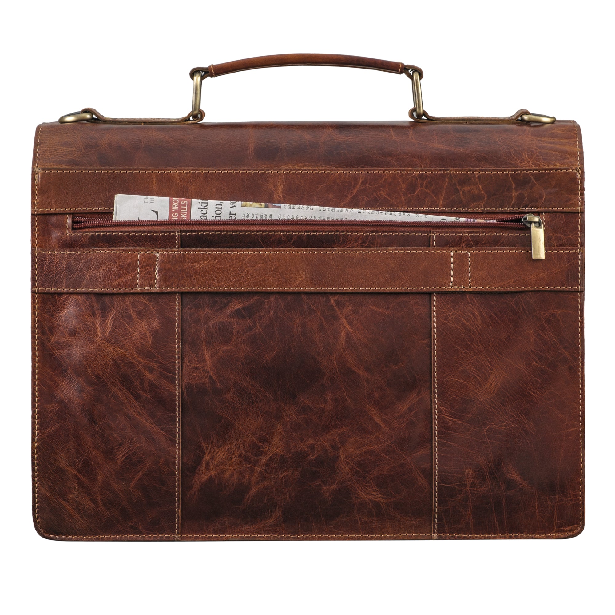 Leder Laptoptasche für Lehrer mit Trolley-Halterung