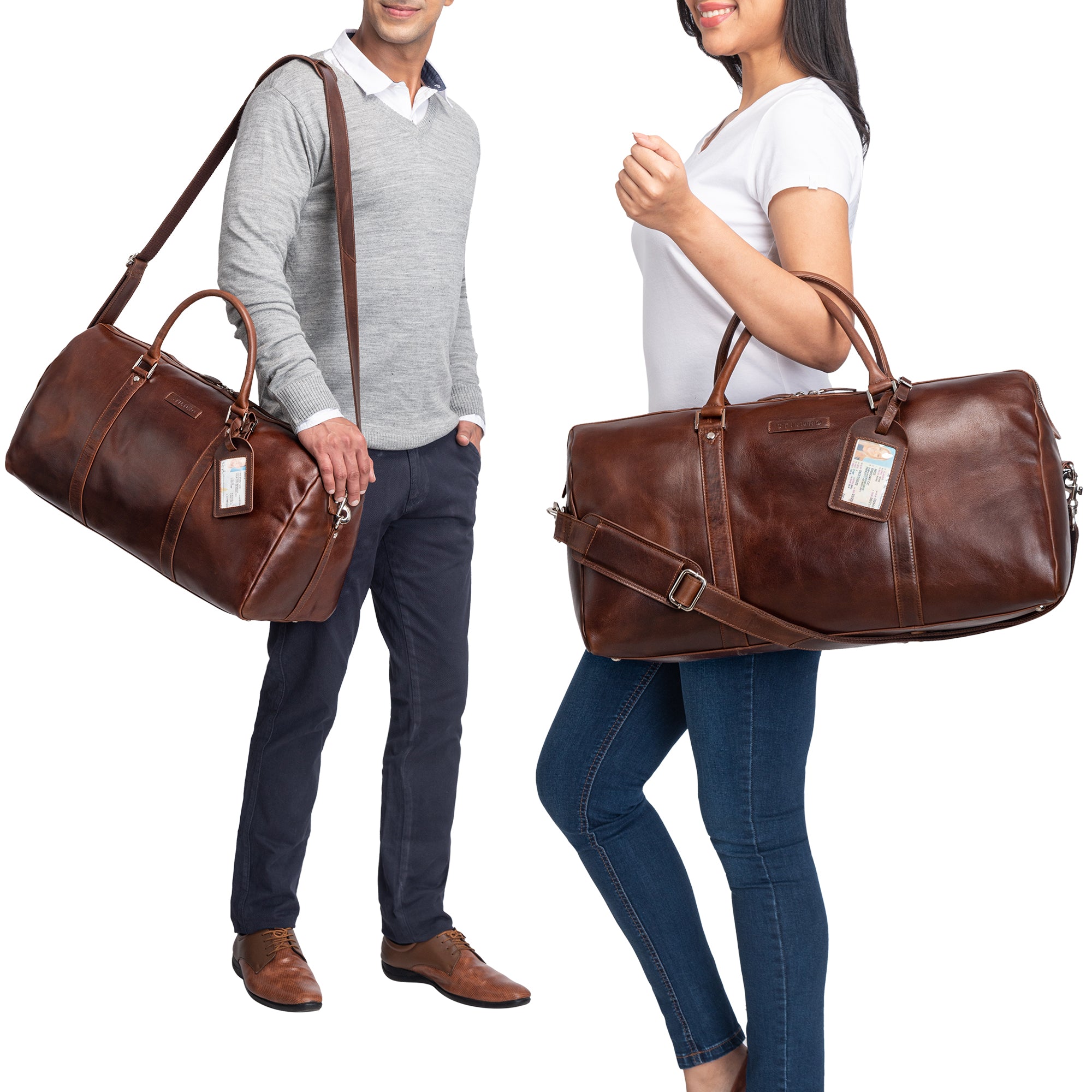 Große Reisetasche Leder braun
