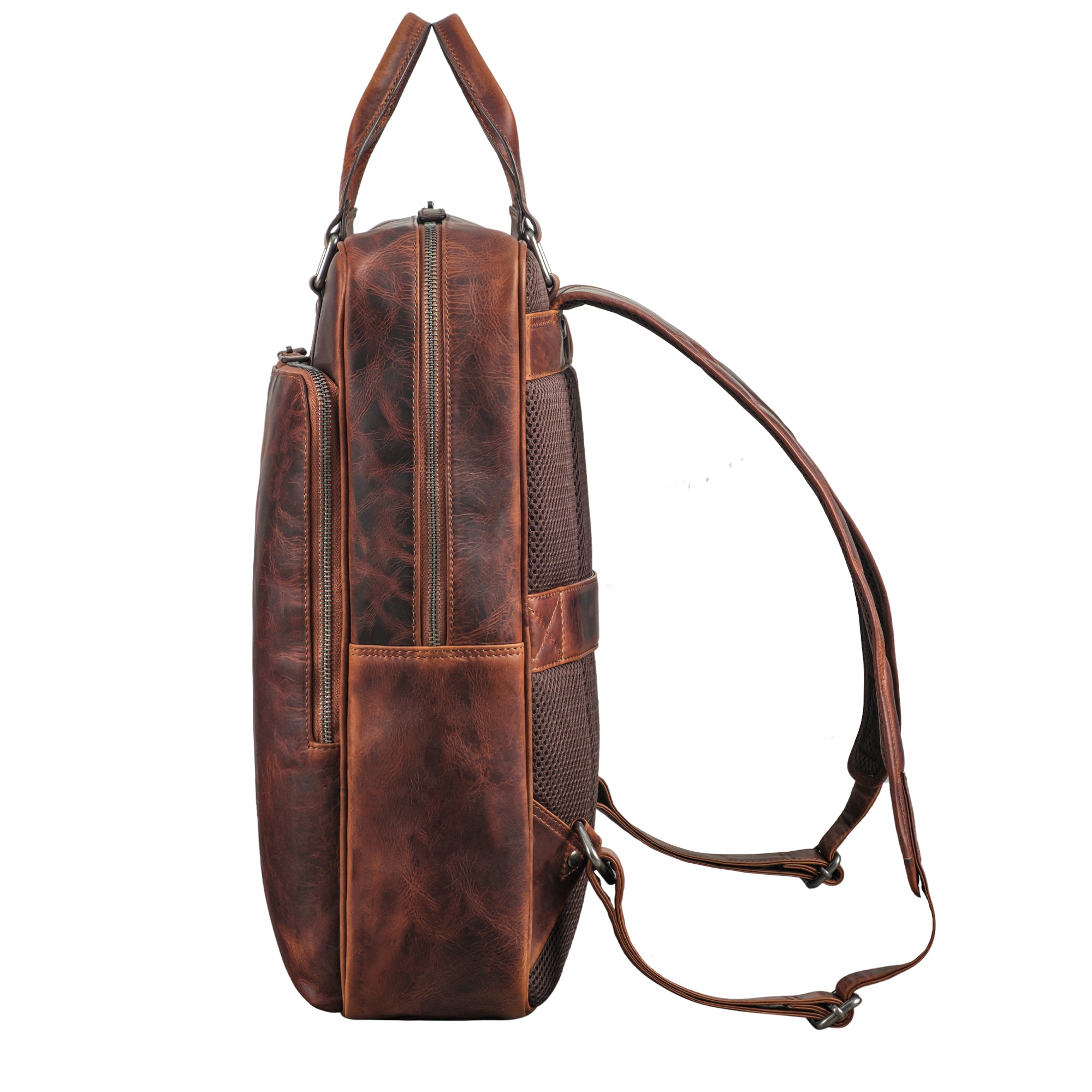 Lederrucksack cognac groß mit stilvollen Henkeln