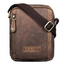 „Brandon“ Bolso De Cuero Marrón Hombre Bandolera Pequeña 7 Pulgadas
