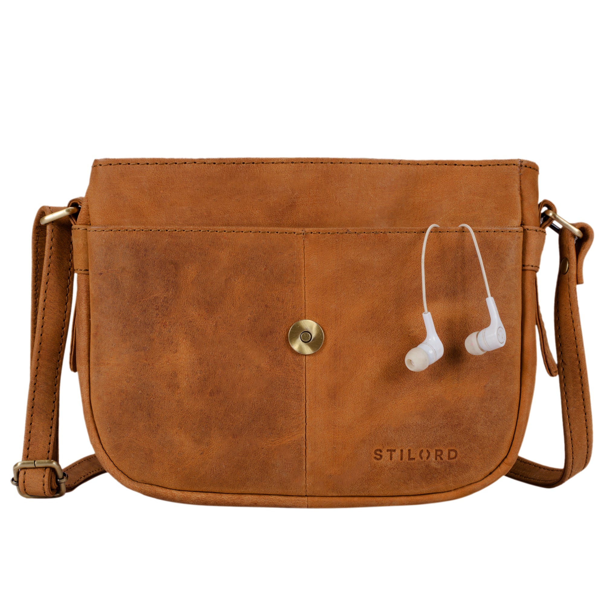 Vintage Lederhandtasche Damen braun
