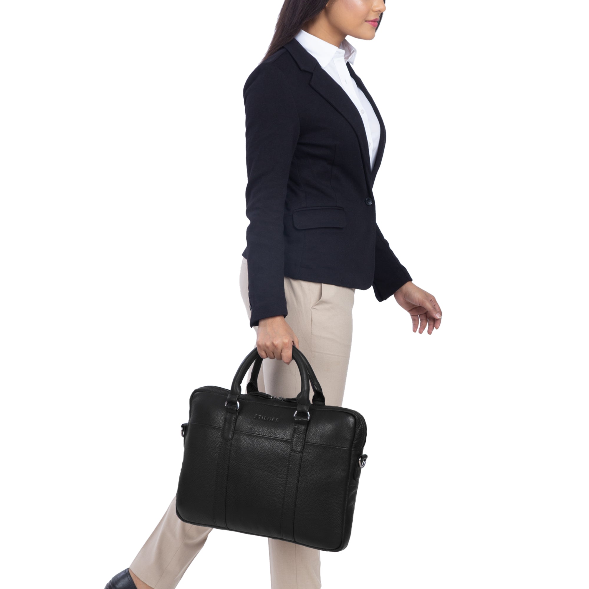 Lederlaptoptasche stylisch schick silberfarben schwarz
