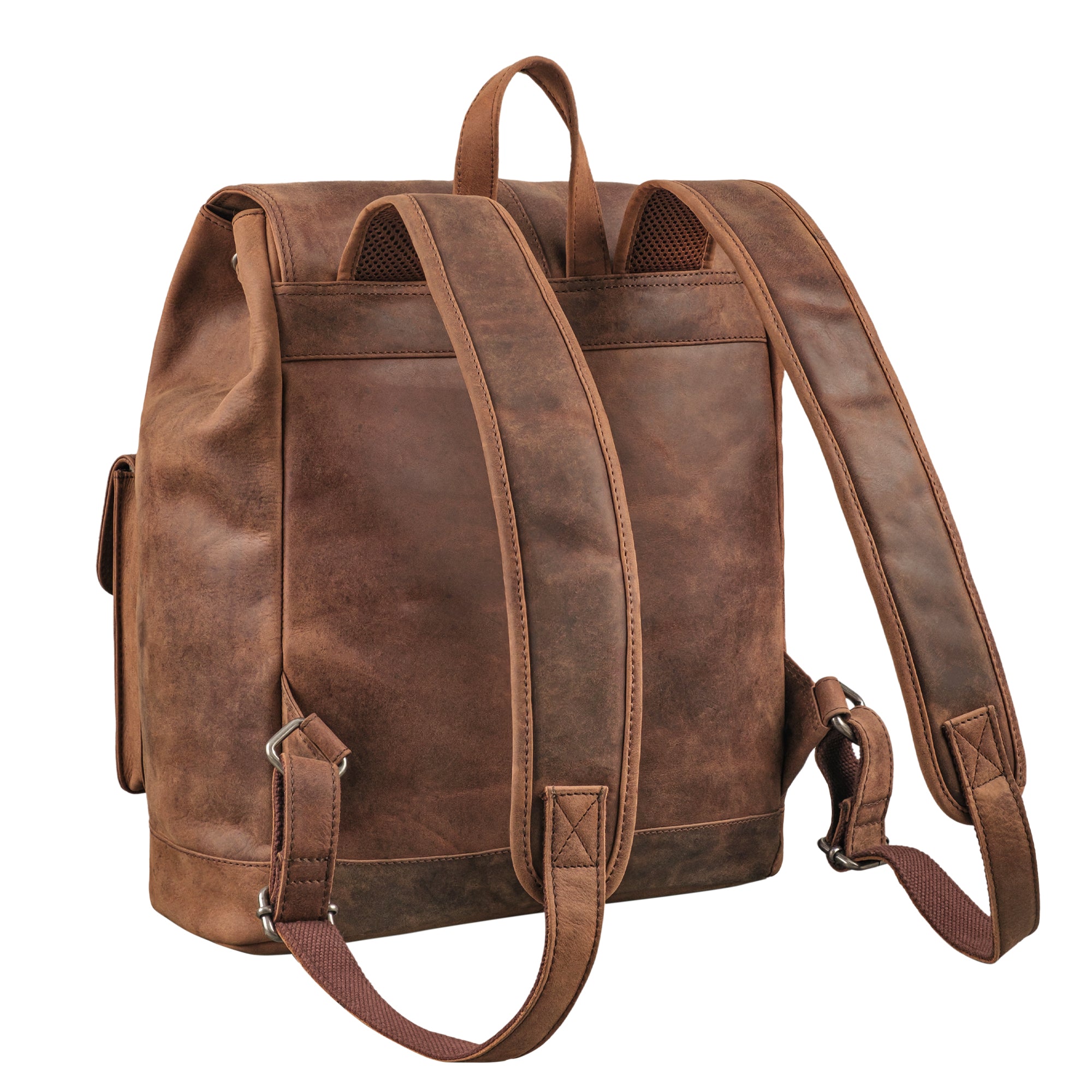 großer, brauner Lederrucksack für Damen