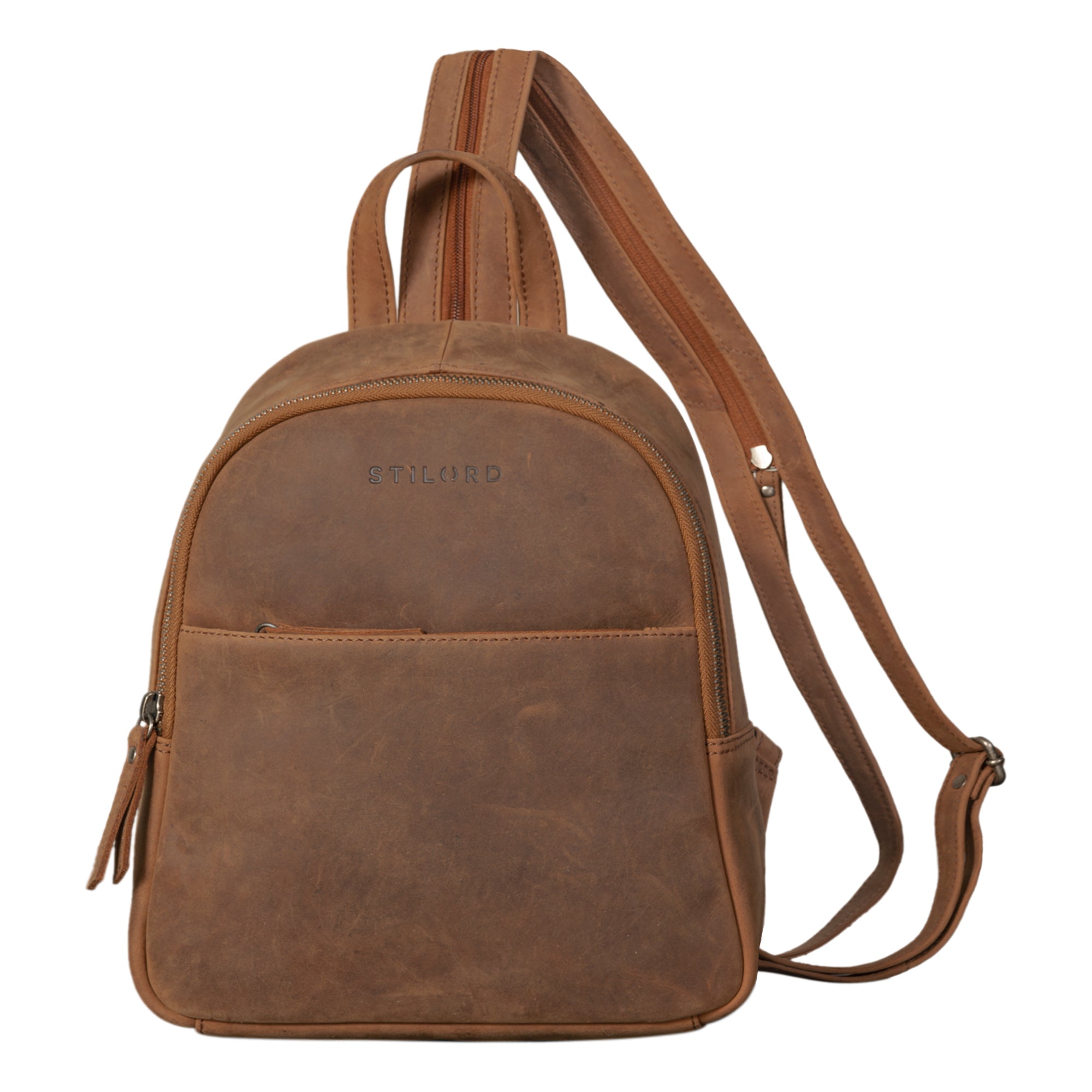 Tagesrucksack Damen Leder braun