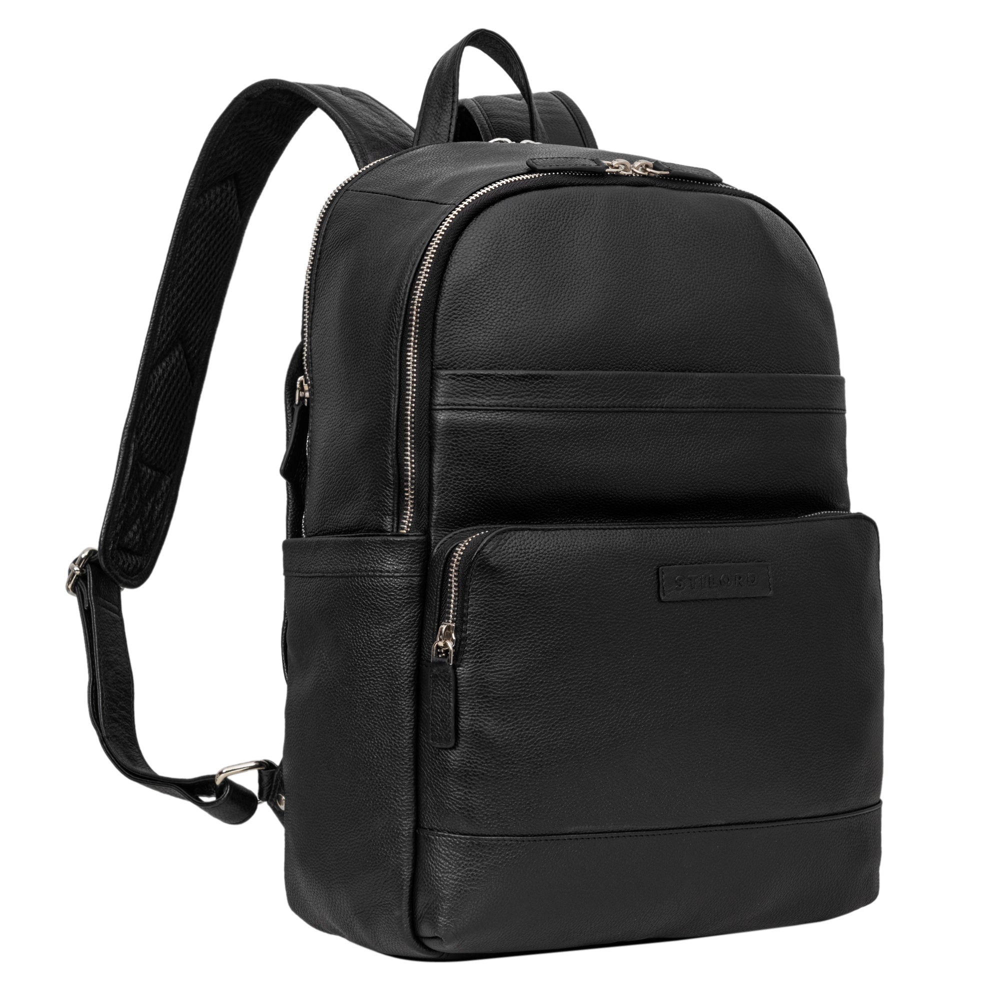 Leder Rucksack Schule schwarz groß