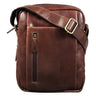 "Irving" Bolsa Vintage de Cuero Marrón Pequeña para Hombro 10.1"