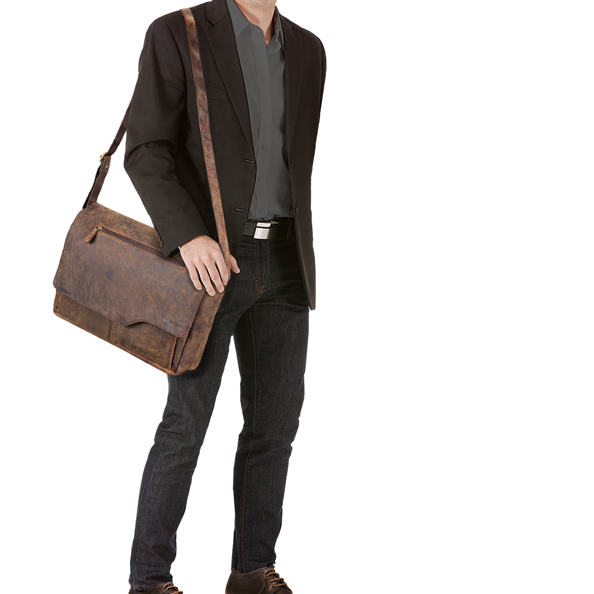 Vintage Messenger Bag Leder XL