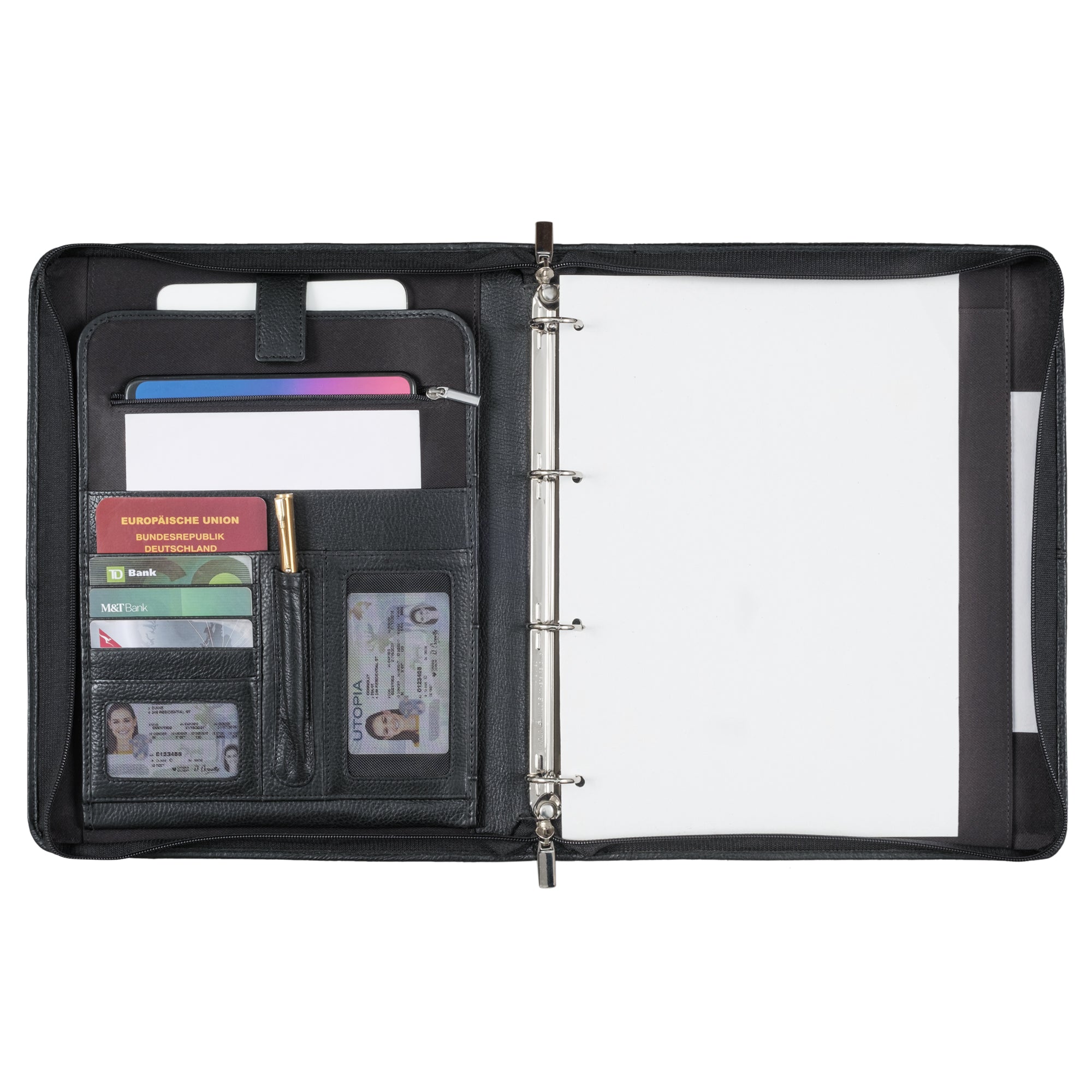 Leder Organizer schwarz