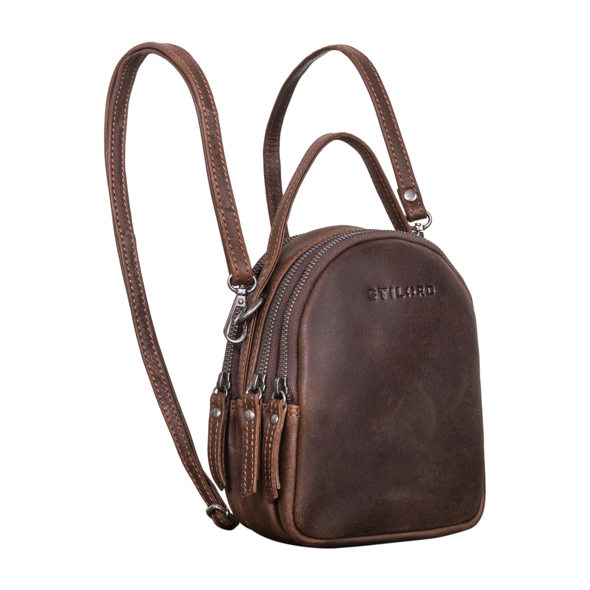 Klassischer leder rucksack damen braun