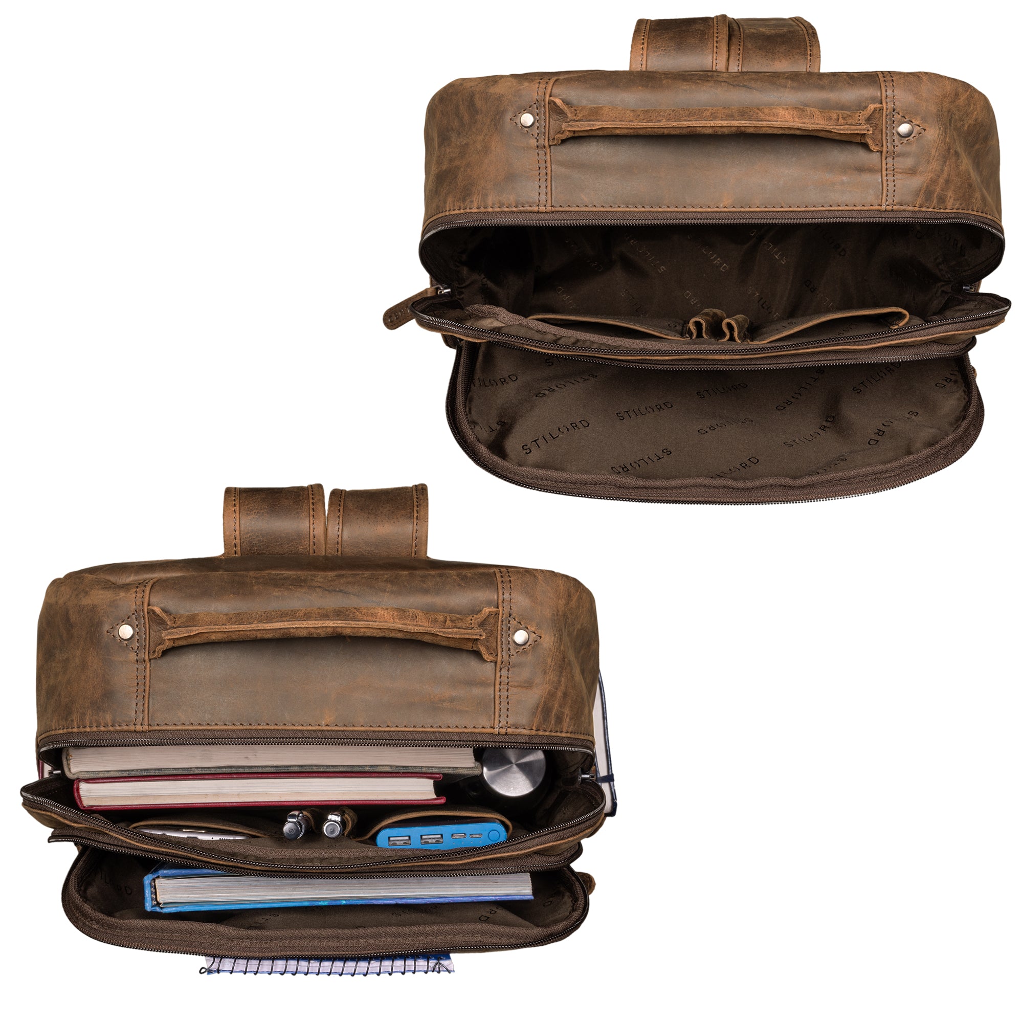 Rucksack Herren Leder Braun