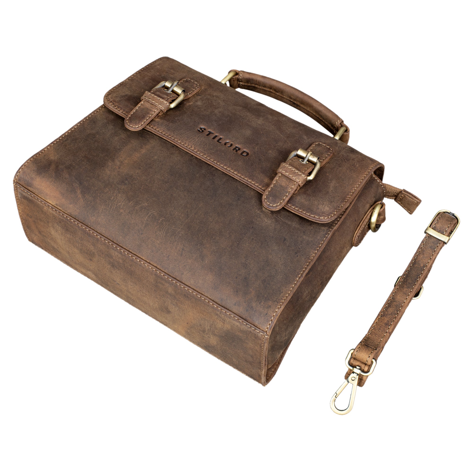 Vintage Umhängetasche Damen Leder braun
