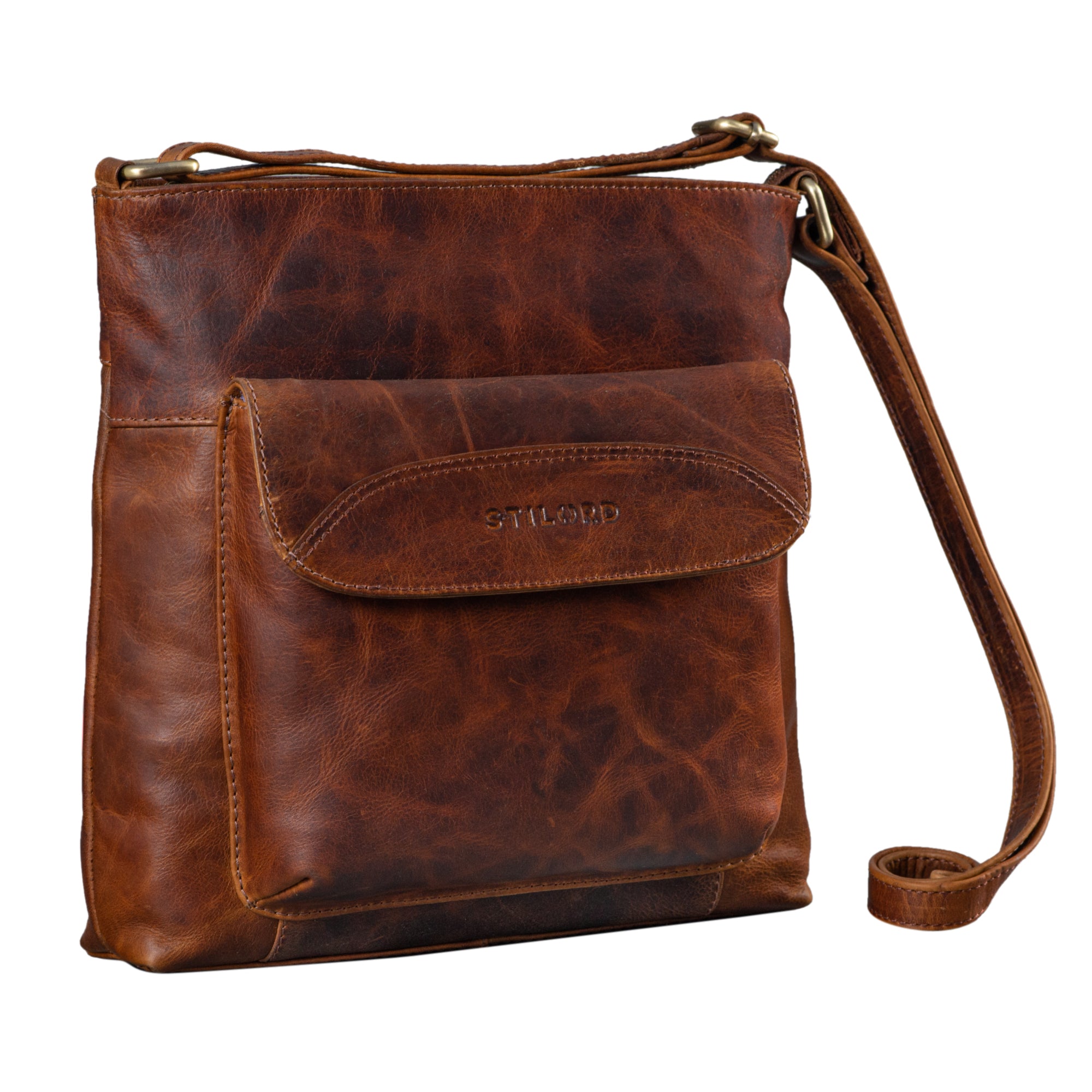 Schultertasche braun Leder Damen