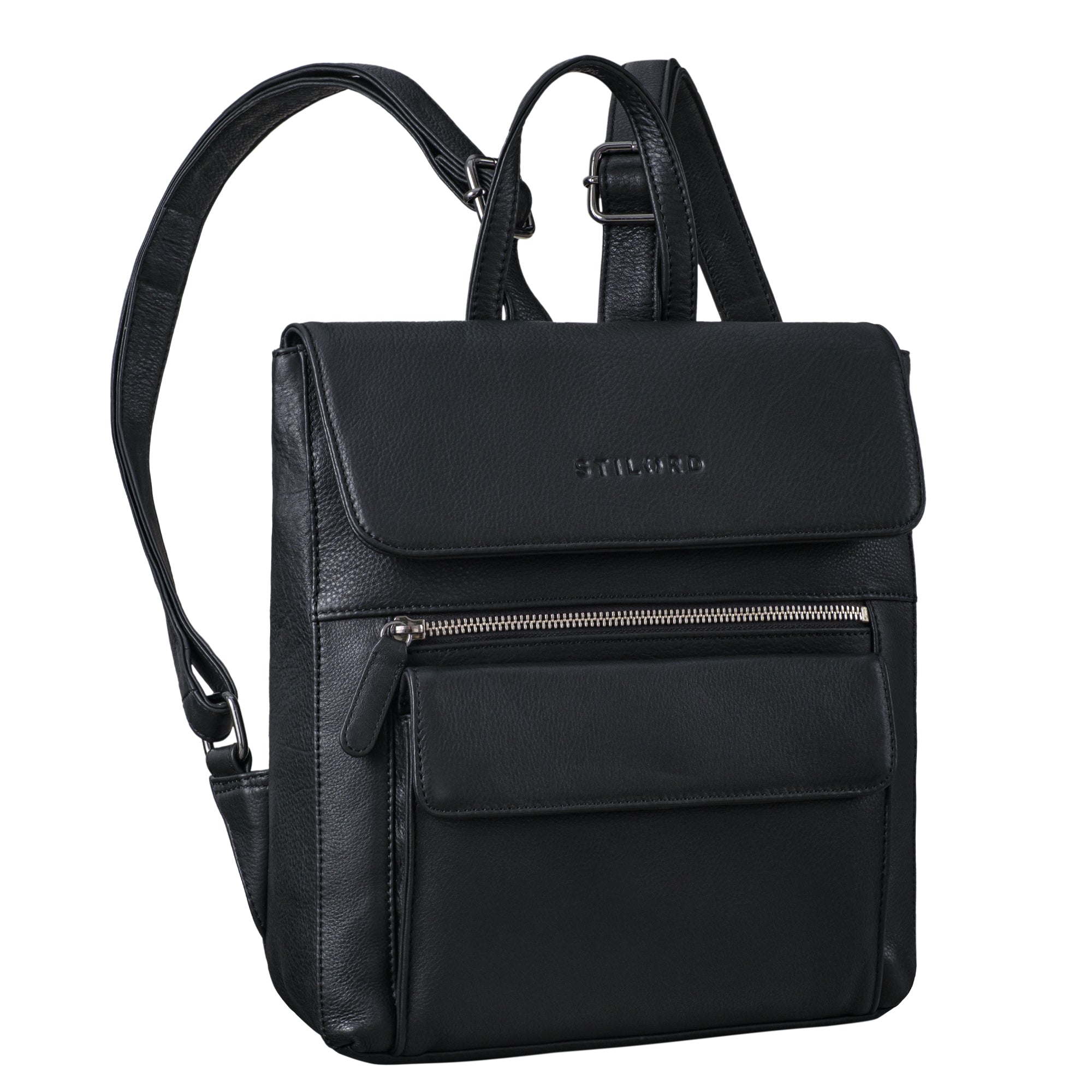 Kleiner Leder Rucksack schwarz