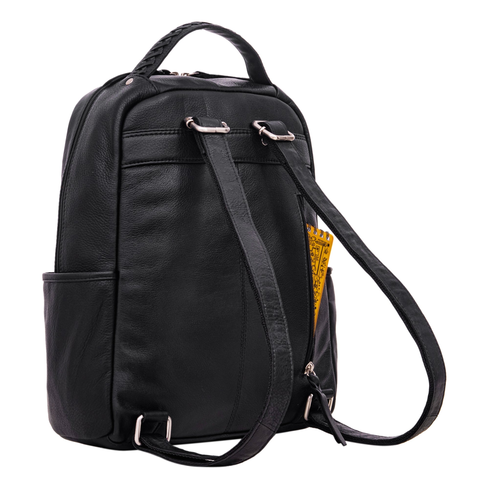 Retro Lederrucksack Herren schwarz