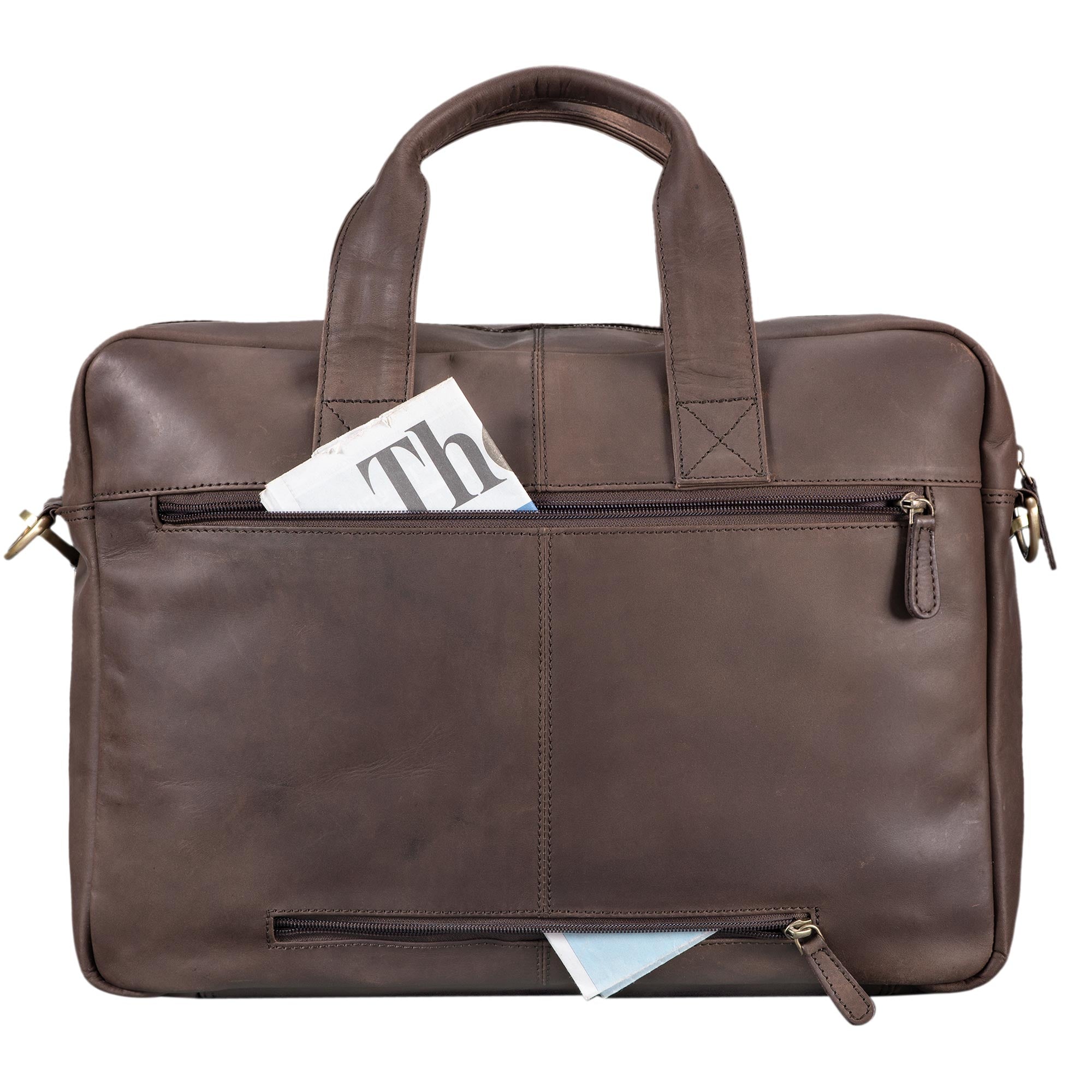 Große Herrentasche DIN A4 Vintage dunkelbraun
