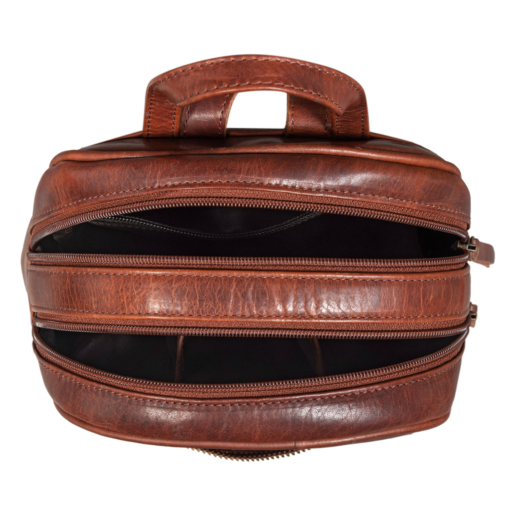 Kleiner Retro Daypack 2 Hauptfächer Damen Cognac