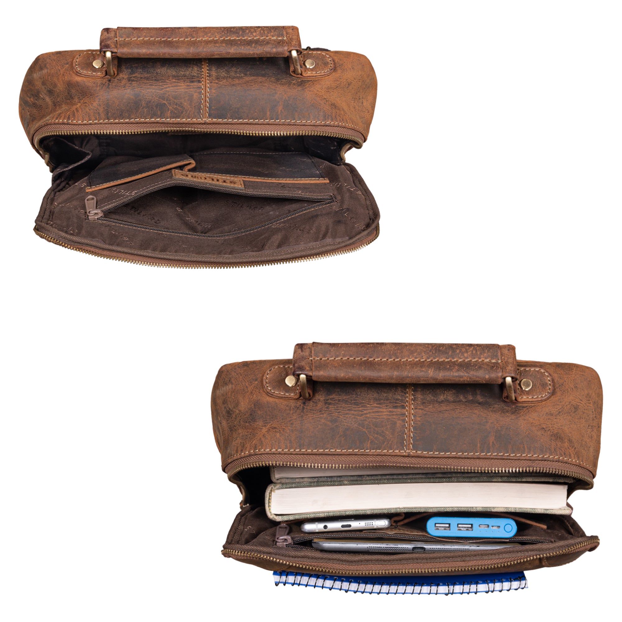 Vintage Daypack braunes modernes Leder