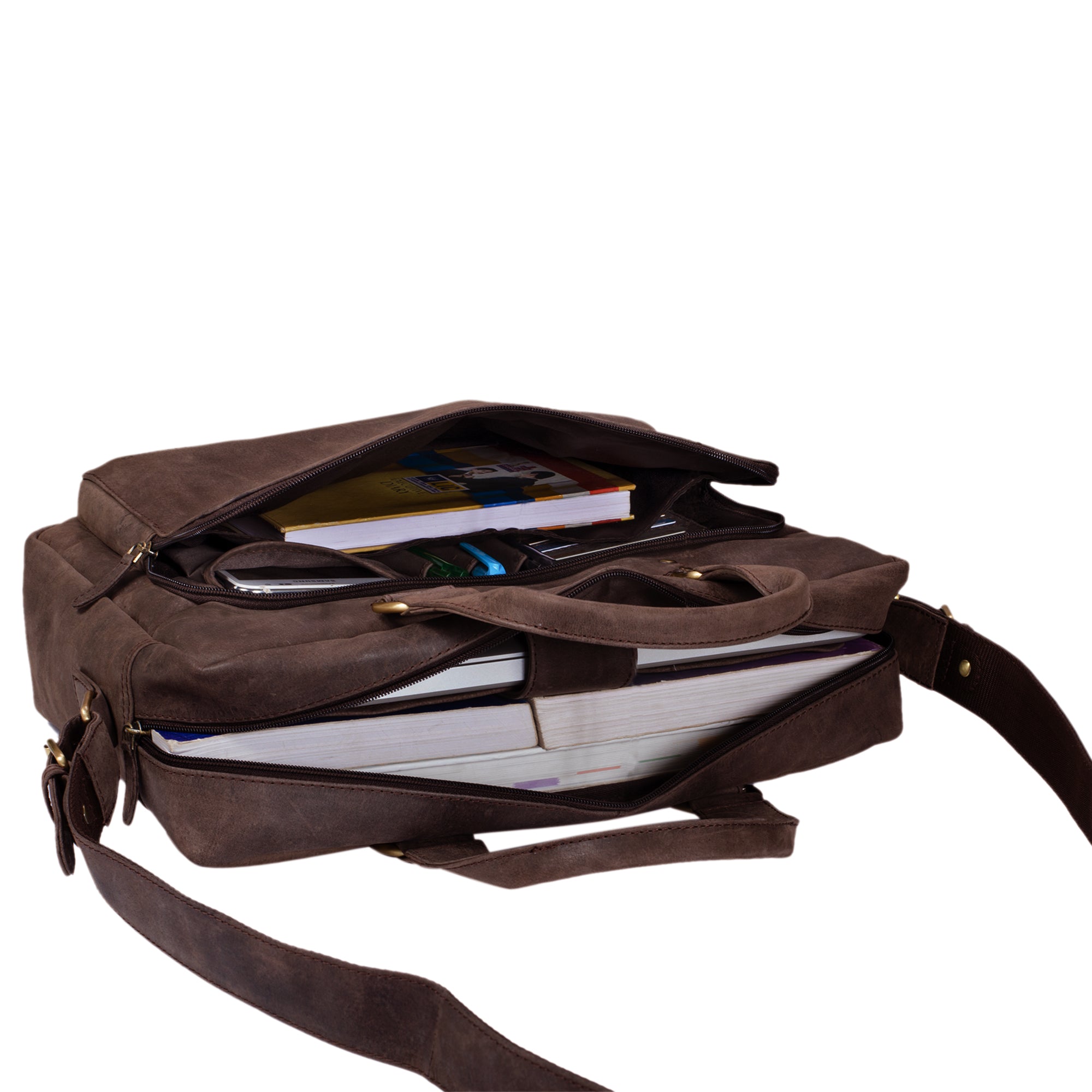 Leder Schultertasche Vintage braun