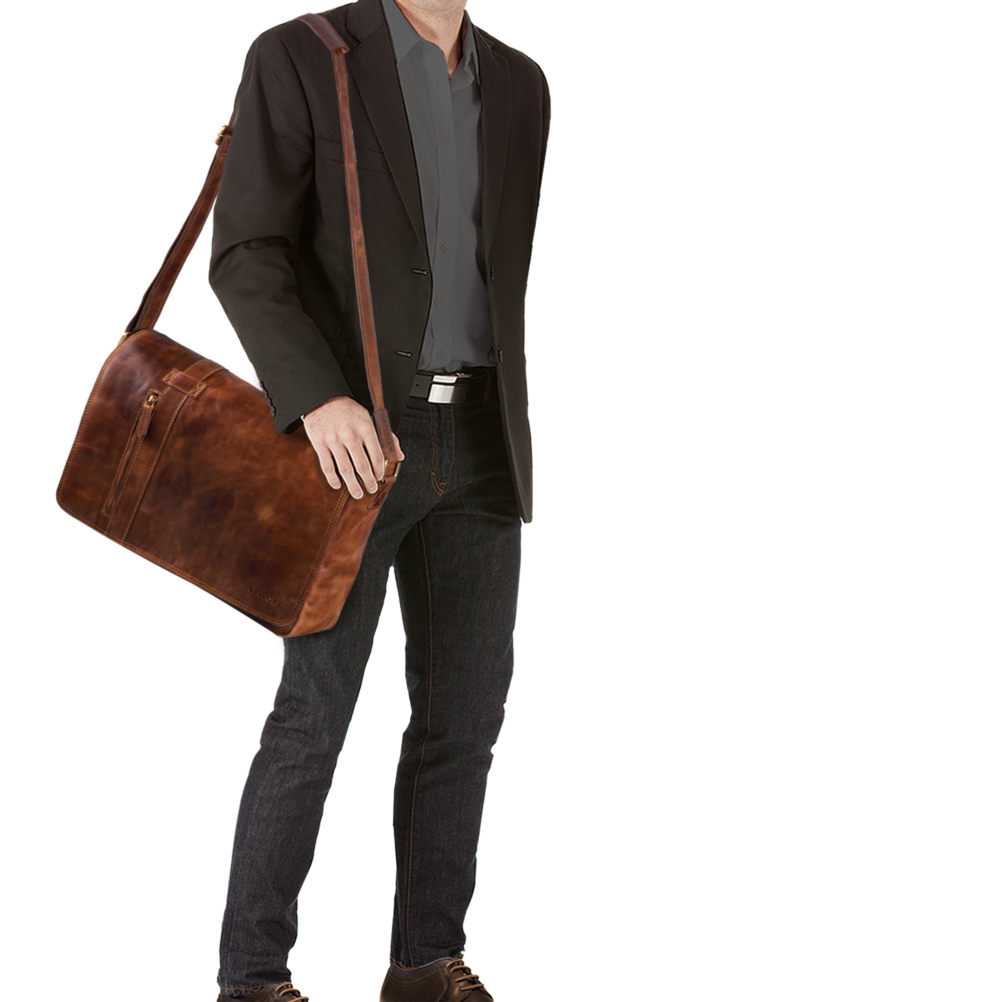 Ledertasche Herren XL Vintage braun
