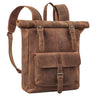 "Herakles" Mochila Premium de Cuero Rolltop 17" Laptop Grande Vintage