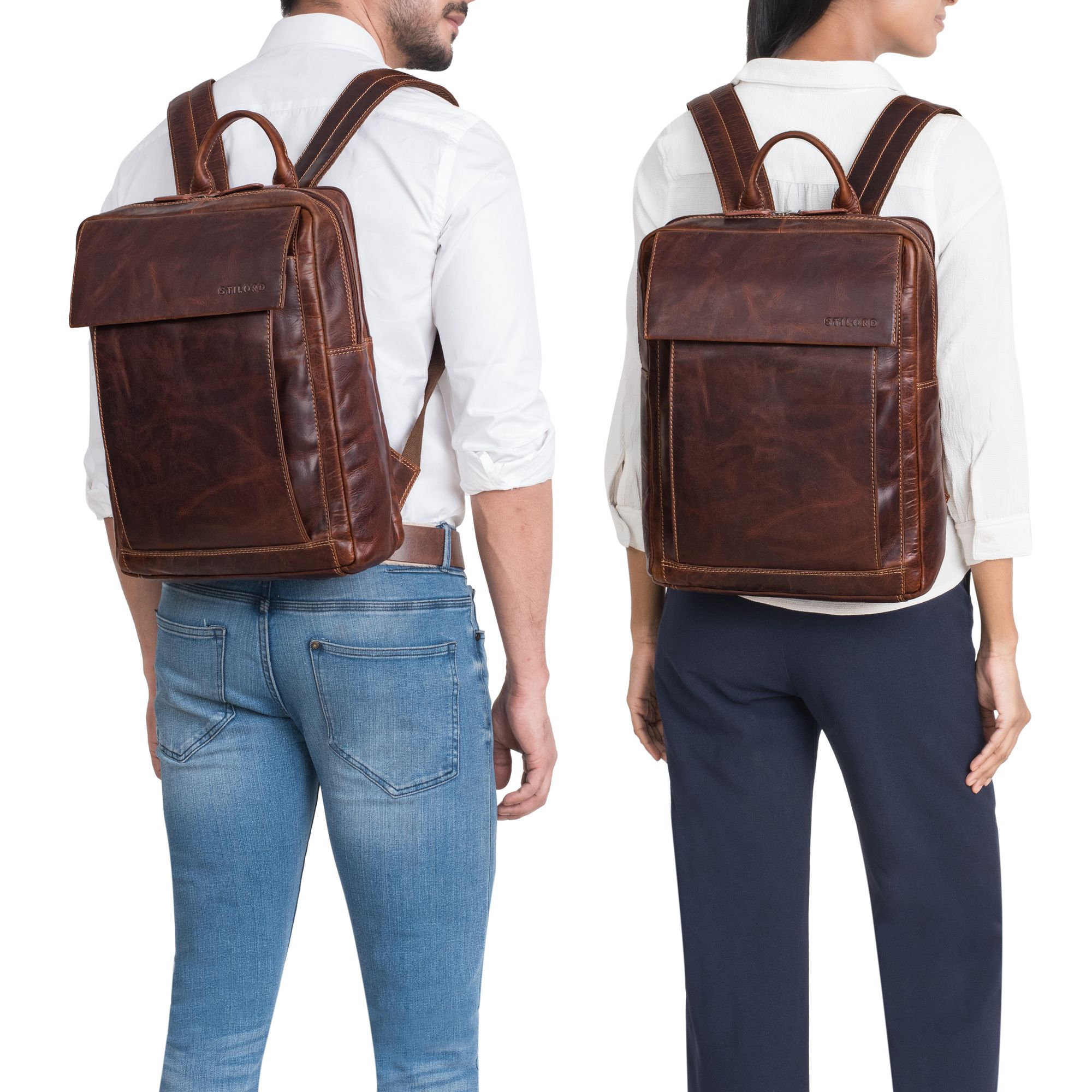 braun echt leder rucksack business herren