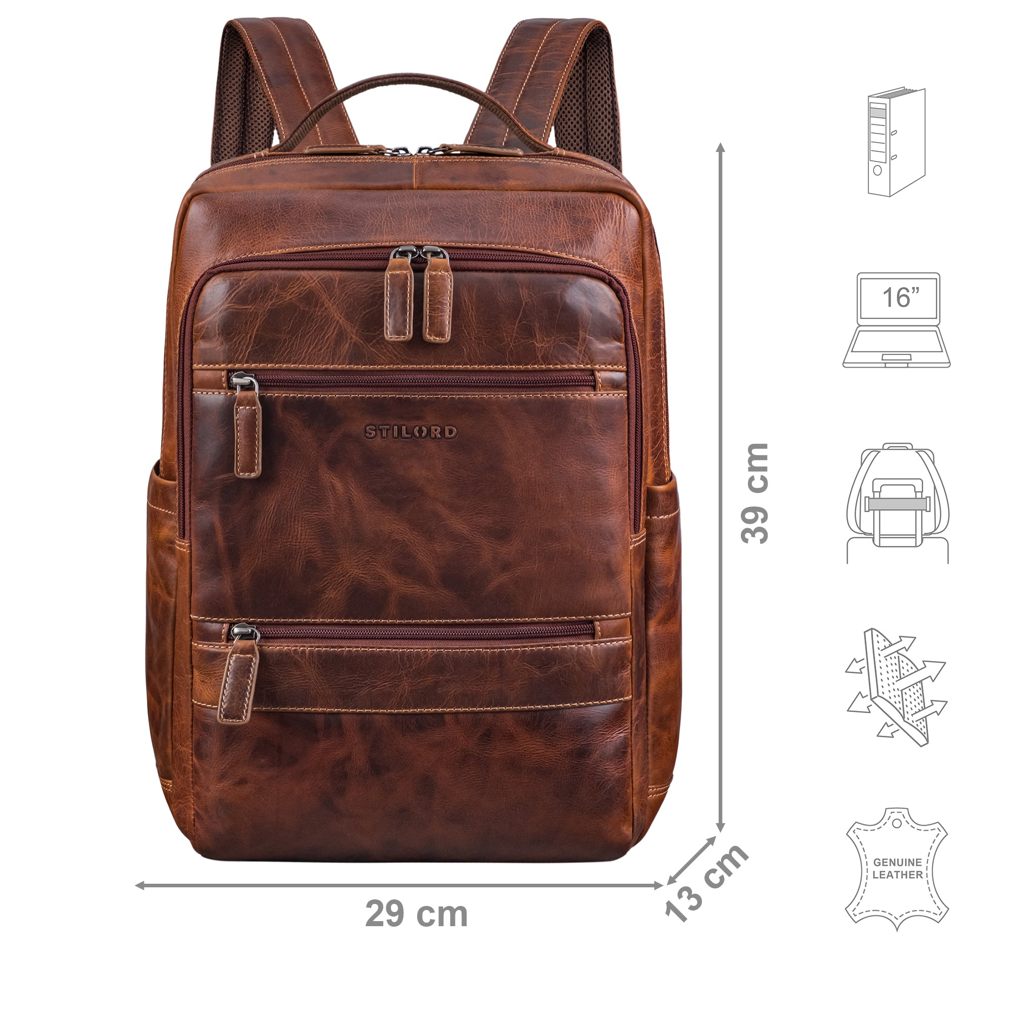 leder rucksack business braun herren