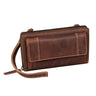  3-in-1 Portemonnaie Damen Handytasche zum Umhängen Echt Leder RFID salerno braun 