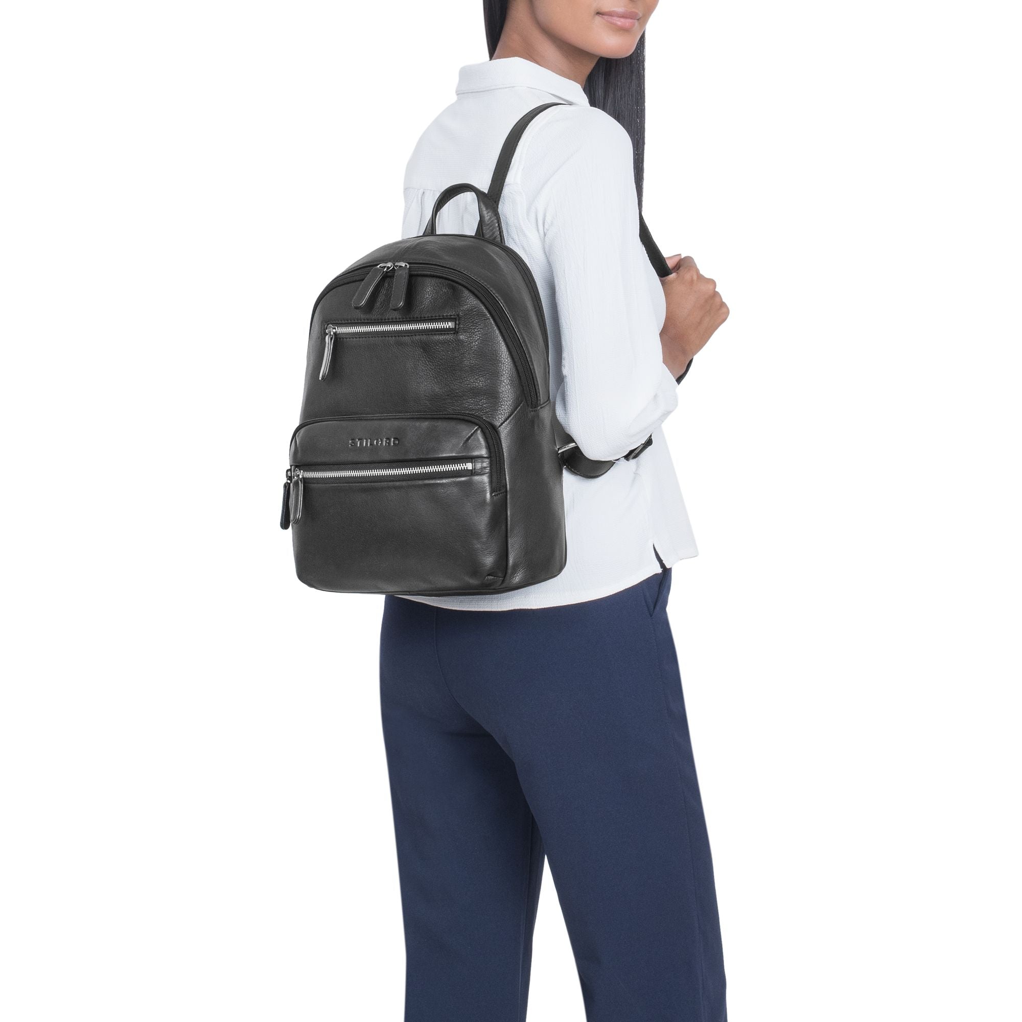 damen rucksack elegant leder schwarz 