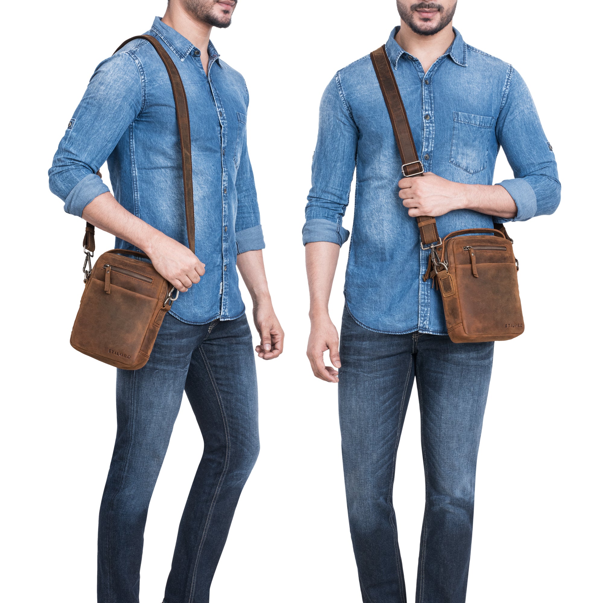 Echtleder Herrenhandtasche braun zum umhängen